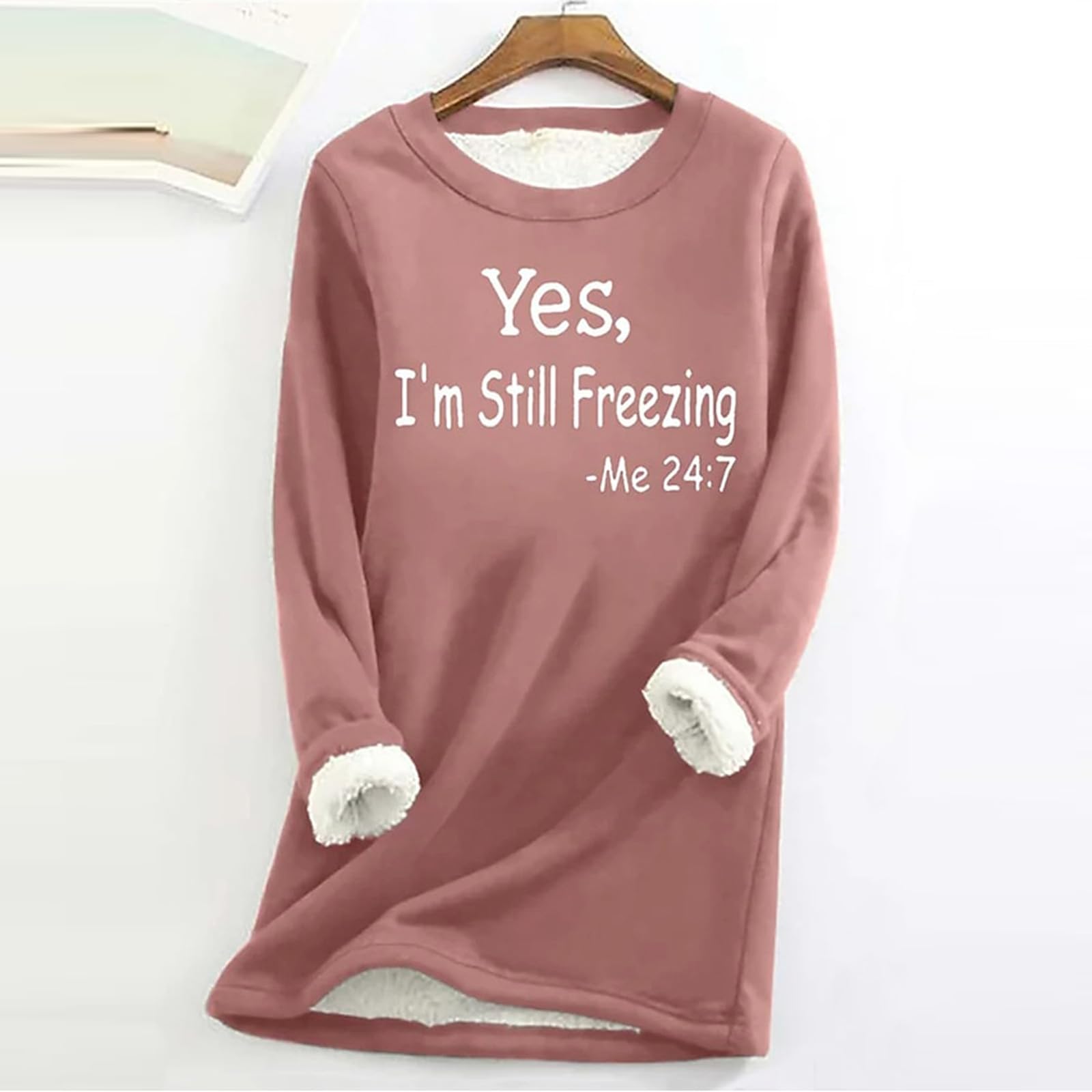 Women's Sherpa Lined Sweatshirt - Cozy Fleece Pullover Winter Top | Cyber Monday Fashion Deals 2024 | Perfect for Casual Wear, Outdoor Activities & Cold Weather Comfort