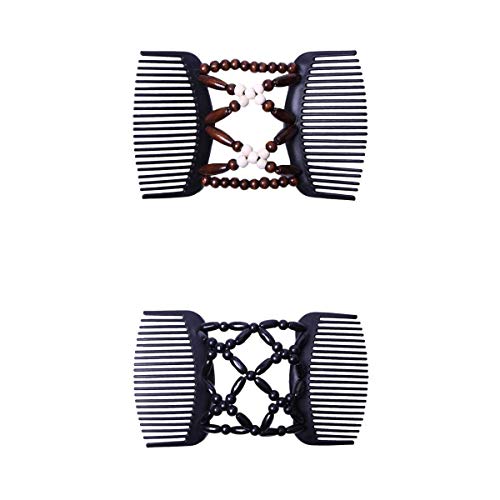 2PCS African Wooden Hair Clips - Natural Wood Hair Comb Clips for Women & Girls - Perfect for Braids, Dreadlocks & Natural Hair Styling