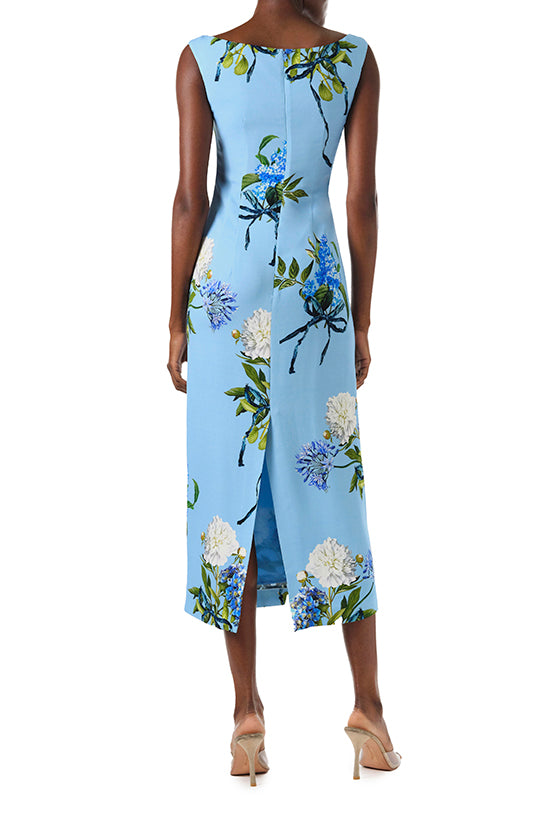 Floral Midi Dress with Scoop Neck - Women's Summer Flowy Dress for Casual Wear, Beach Vacation & Date Night