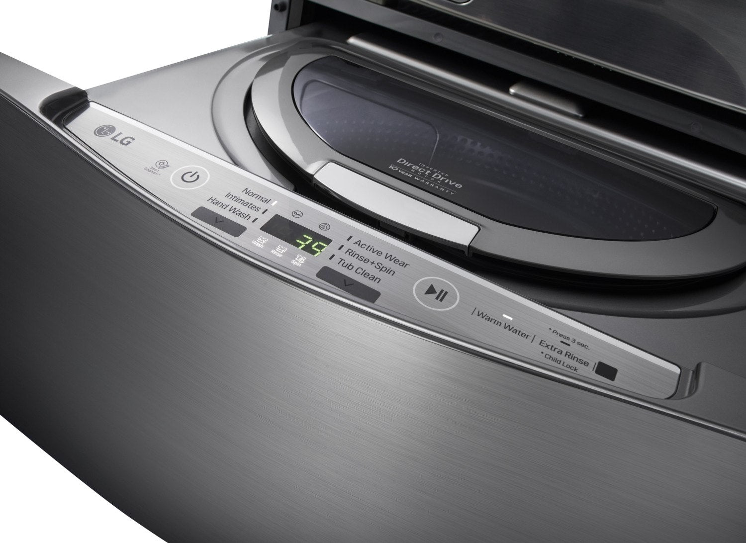LG 1.1 Cu. Ft. Graphite Steel Sidekick™ Pedestal Washer WD200CV - Compact Laundry Solution for Small Spaces & Apartments