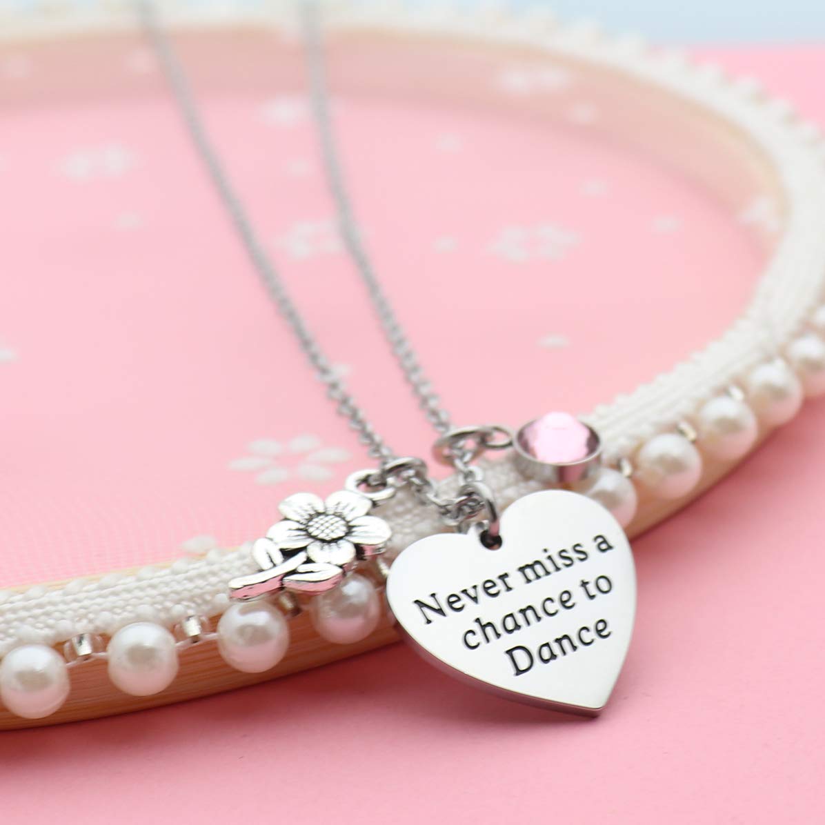 Eilygen Dancer Gift Dance Women Necklace - Stainless Steel Never Miss a Chance to Dance Jewelry for Ballet, Ballroom & Dance Enthusiasts