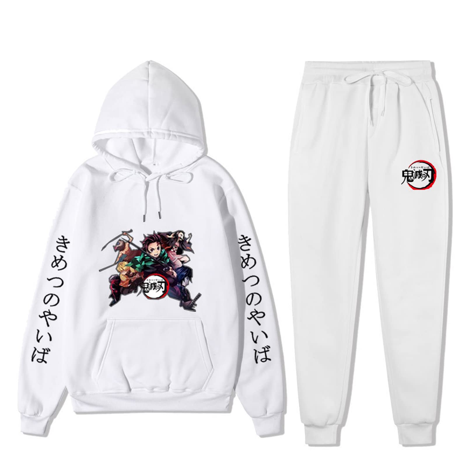 Demon Slayer Anime Hoodie and Sweatpants Set - Men's Manga Graphic Print Casual Tracksuit - Perfect for Cosplay, Anime Conventions & Streetwear Fashion