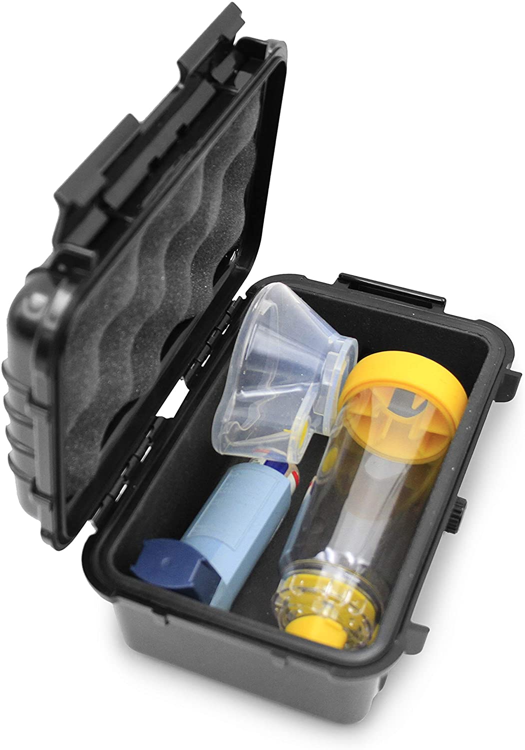 CASEMATIX Airtight Asthma Inhaler Travel Case - Fits Inhaler, Spacer & Mask - Medical Storage Organizer for Home, Travel & Emergency Use