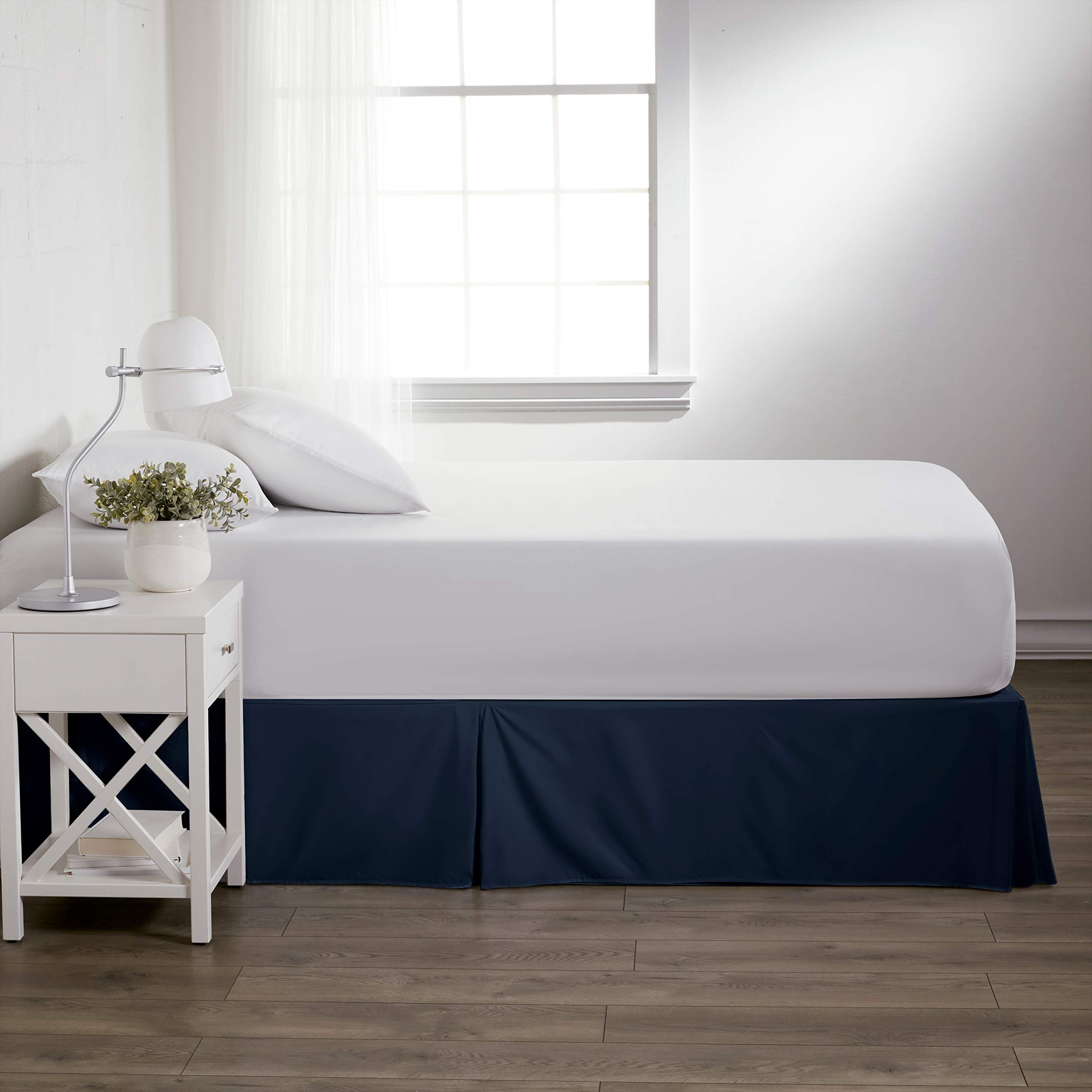 ienjoy Home Collection Pleated Bed Skirt - Twin Size Navy Blue - Perfect for Bedroom Decor & Guest Room Styling