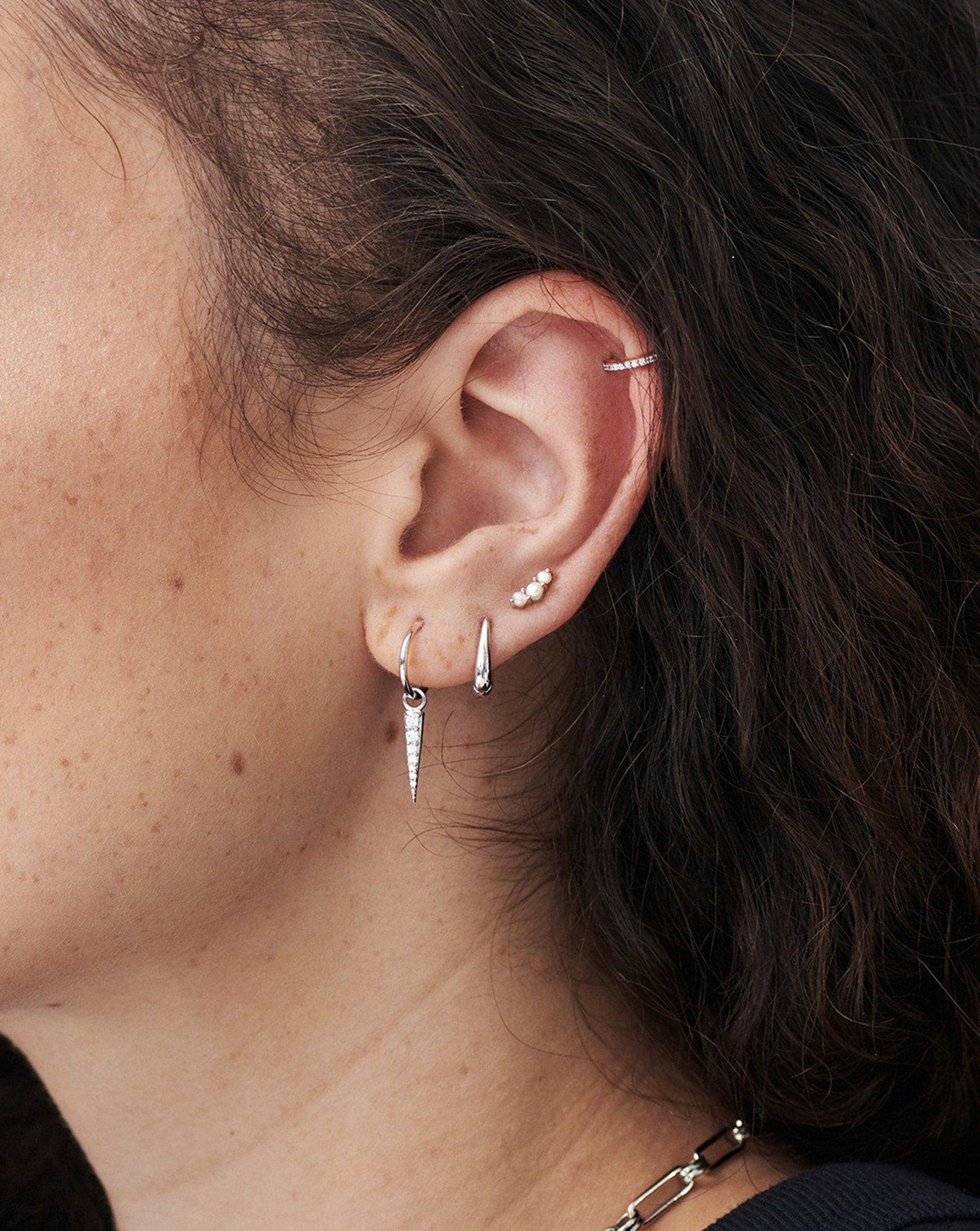 Small Pave Spike Charm Hoop Earrings for Women - Trendy Dainty Gold Plated Stud Earrings - Perfect for Parties, Date Nights & Everyday Wear