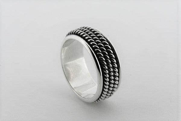 Sterling Silver Rope Spinner Ring for Men & Women - Adjustable, Hypoallergenic Jewelry for Stress Relief & Fashion Accessories