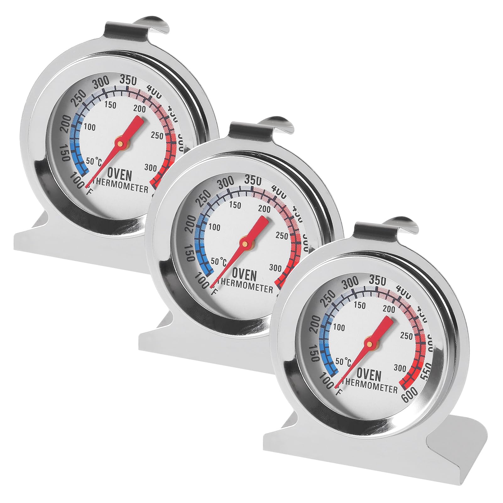 3Pcs Stainless Steel Oven Thermometer 100-600°F/50-300°C - High Precision Cooking Thermometer for Baking, Grilling, Frying & Roasting - Perfect for Kitchen, BBQ, and Professional Chef Use