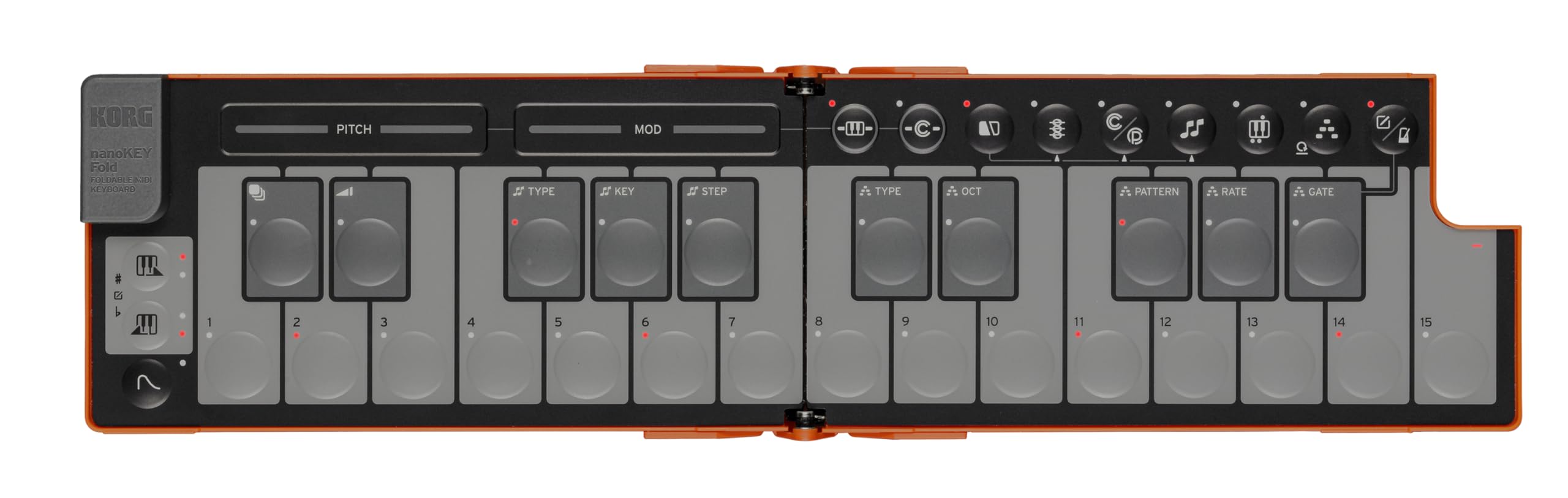 Korg nanoKEY Fold 25-Key Foldable MIDI Keyboard Controller with USB-C & TRS-MIDI - Portable Music Production for Home Studio, Travel & Live Performances (Lava Orange)