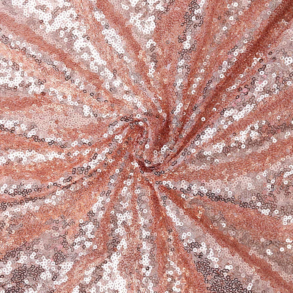 Glitter Rose Gold Sequin Tablecloth 60x102 Inches - Shimmering Rectangle Table Cover for Wedding, Birthday, Christmas Party Decor - Sparkly Linen Tablecloth for Banquet, Reception, Holiday Dinner Decoration