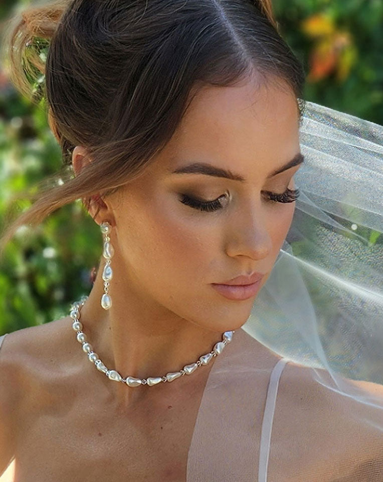Elegant Baroque Pearl & Crystal Drop Bridal Earrings by Kezani Nikola – Perfect for Weddings, Prom & Formal Events