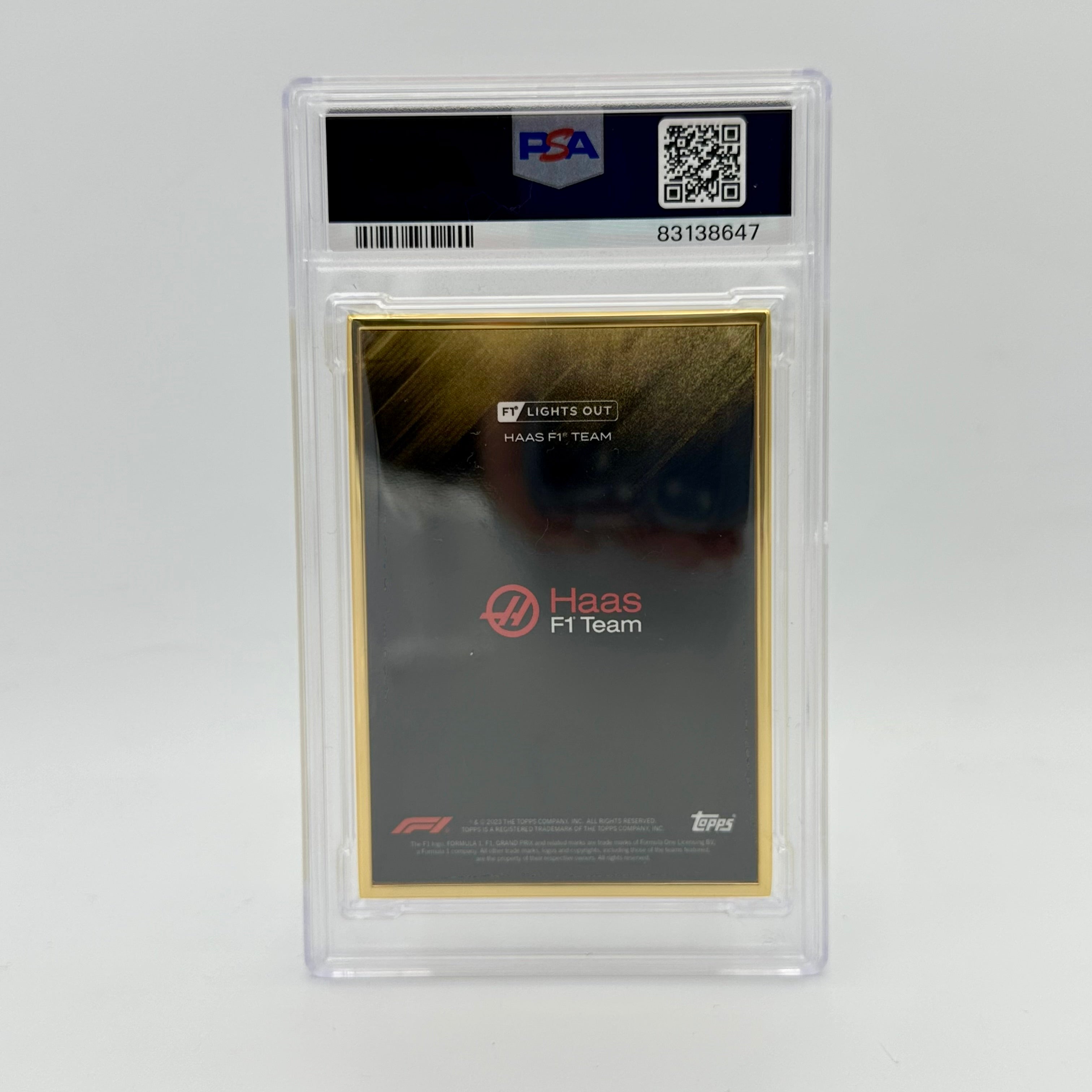 1/1 Gold Frame Mick Schumacher 2022 Lights Out PSA 9 Graded Racing Collectible - Perfect for F1 Memorabilia Displays & Motorsport Fan Collections