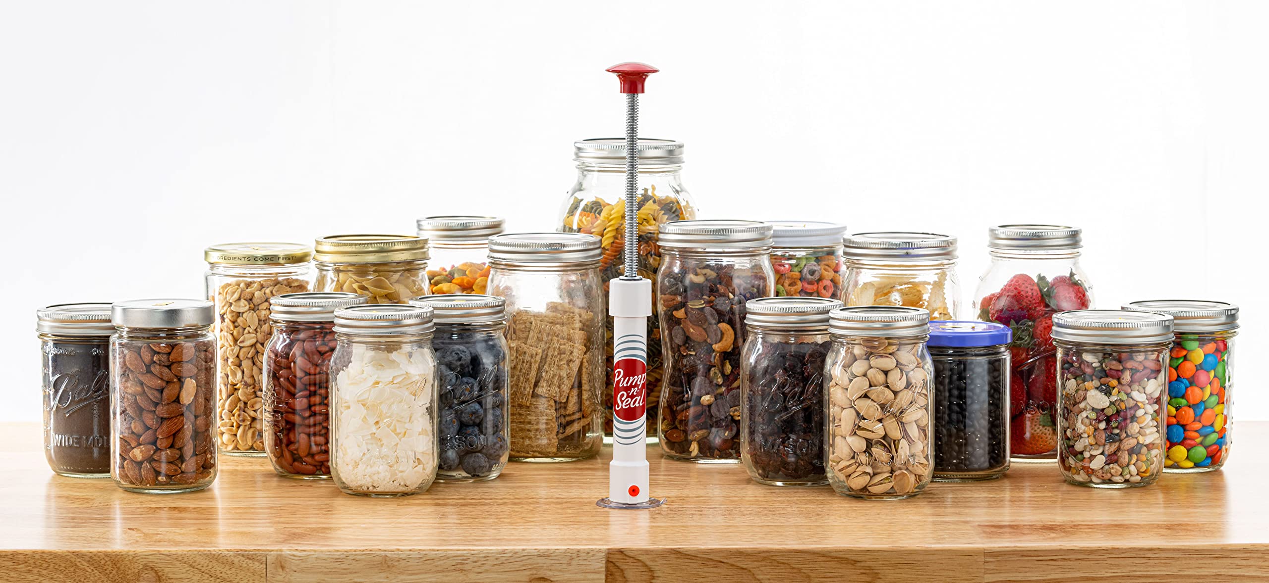 Food Vacuum Sealing System with Hand Pump - Airtight Seal for Jars, Bags & Bowls | Battery-Free, Portable Vacuum Sealer for Kitchen Storage | Perfect for Meal Prep, Sous Vide & Food Preservation