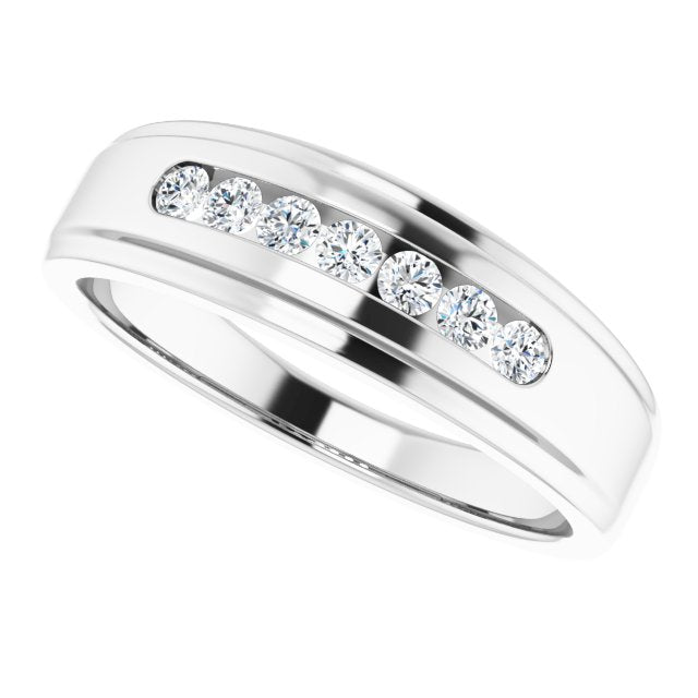 0.20 Carat Channel Set Round Diamond Men's Wedding Band Ring - Perfect for Engagement, Anniversary & Special Occasions