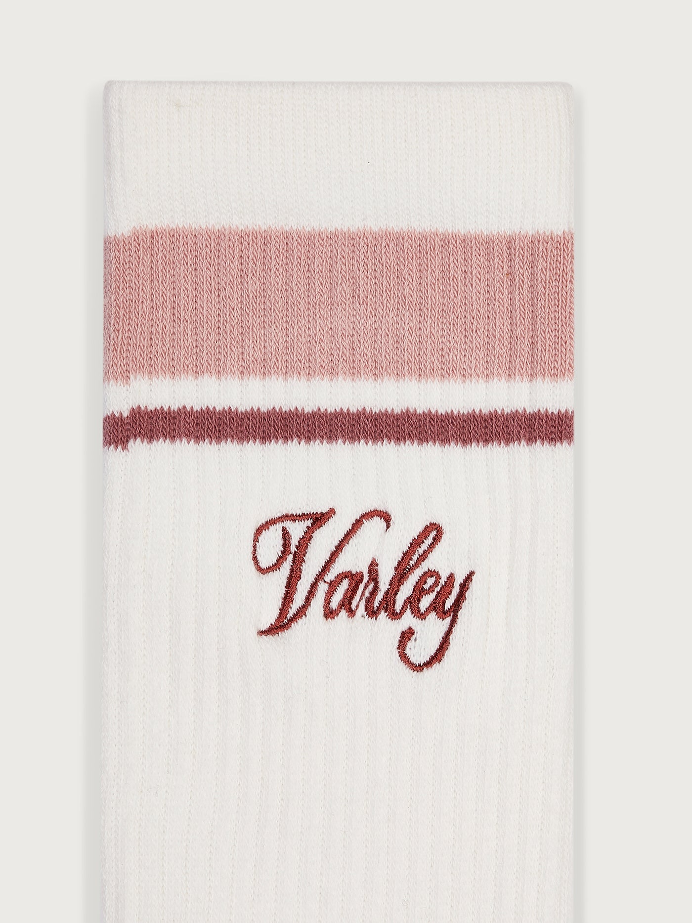 Varley Lamar Club Stripe Socks - Women's Cotton Crew Socks in Egret, Pale Mauve & Dusty Rose | Casual, Athletic & Everyday Wear for Workouts, Office & Home Comfort