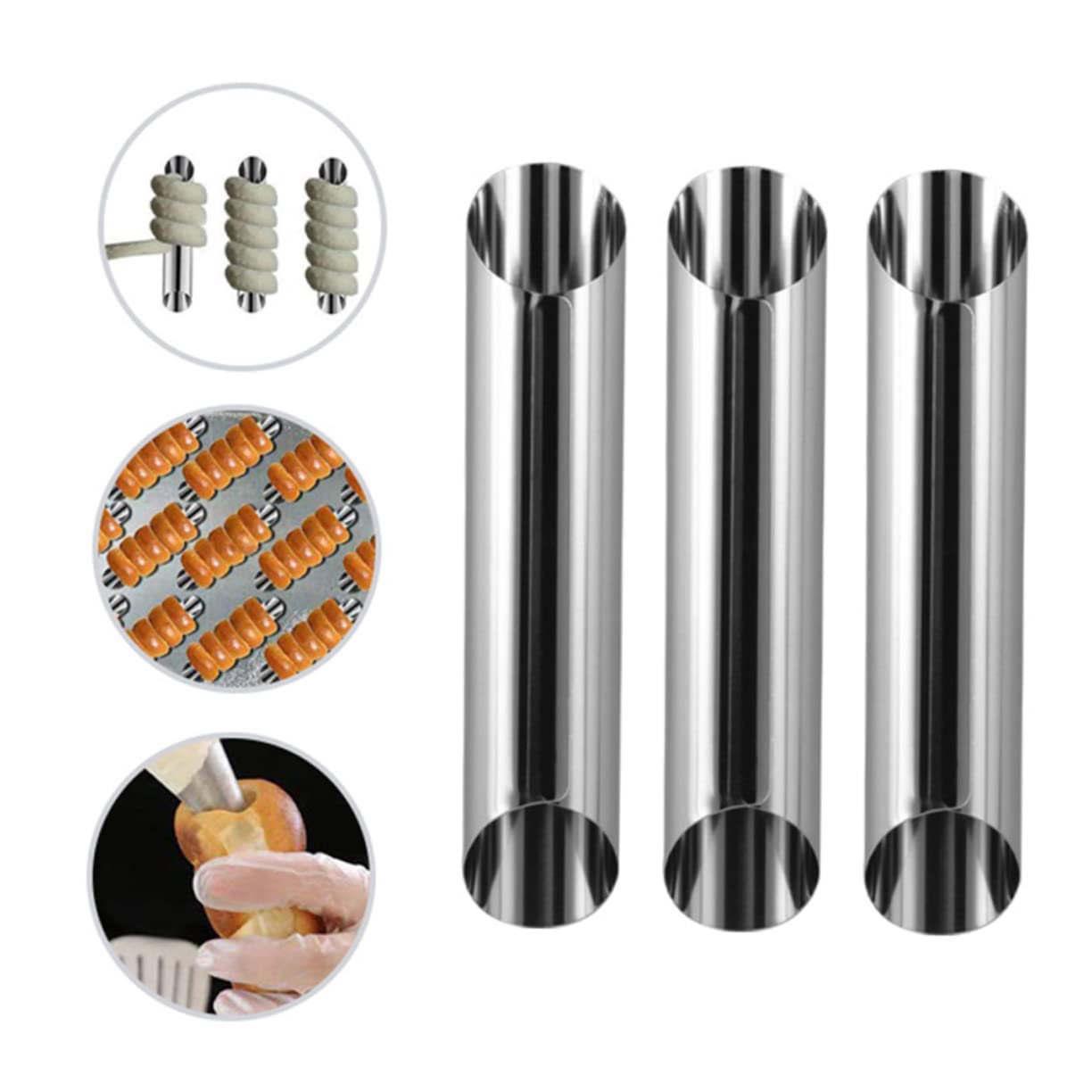 PRETYZOOM 20-Piece Stainless Steel Bread Baking Molds Set - Large Screw Tube Pastry Molds for Home Baking, Cake Decorating & Bakery Use | Durable & Reusable for Bread, Cupcakes & Desserts