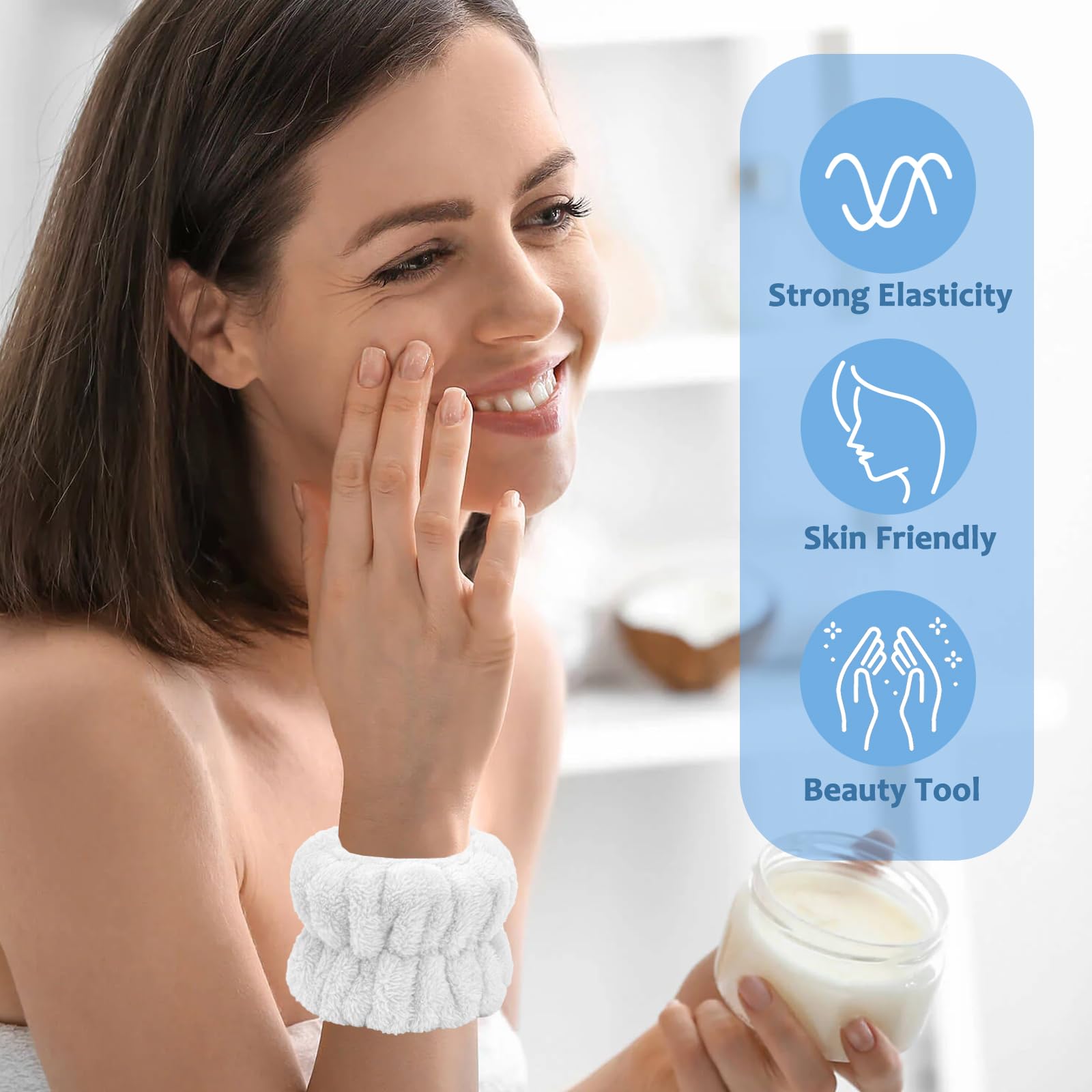 **Microfiber Face Washing Wristbands - Absorbent Wrist Wash Band for Skincare & Makeup, Prevents Water & Cleanser Spills (Black/White) - Perfect for Facials, Washing Face & Beauty Routines**