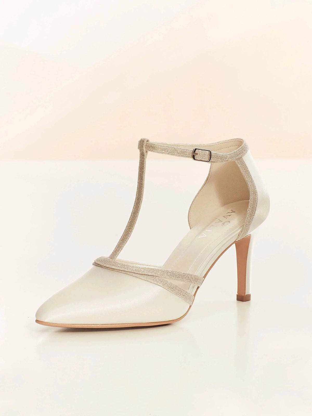Ivory Satin T-Bar Wedding Shoes for Bride - Size 8 Comfort Heels by Wilma | Perfect for Church Ceremony, Reception & Bridal Party | Limited Time Sale