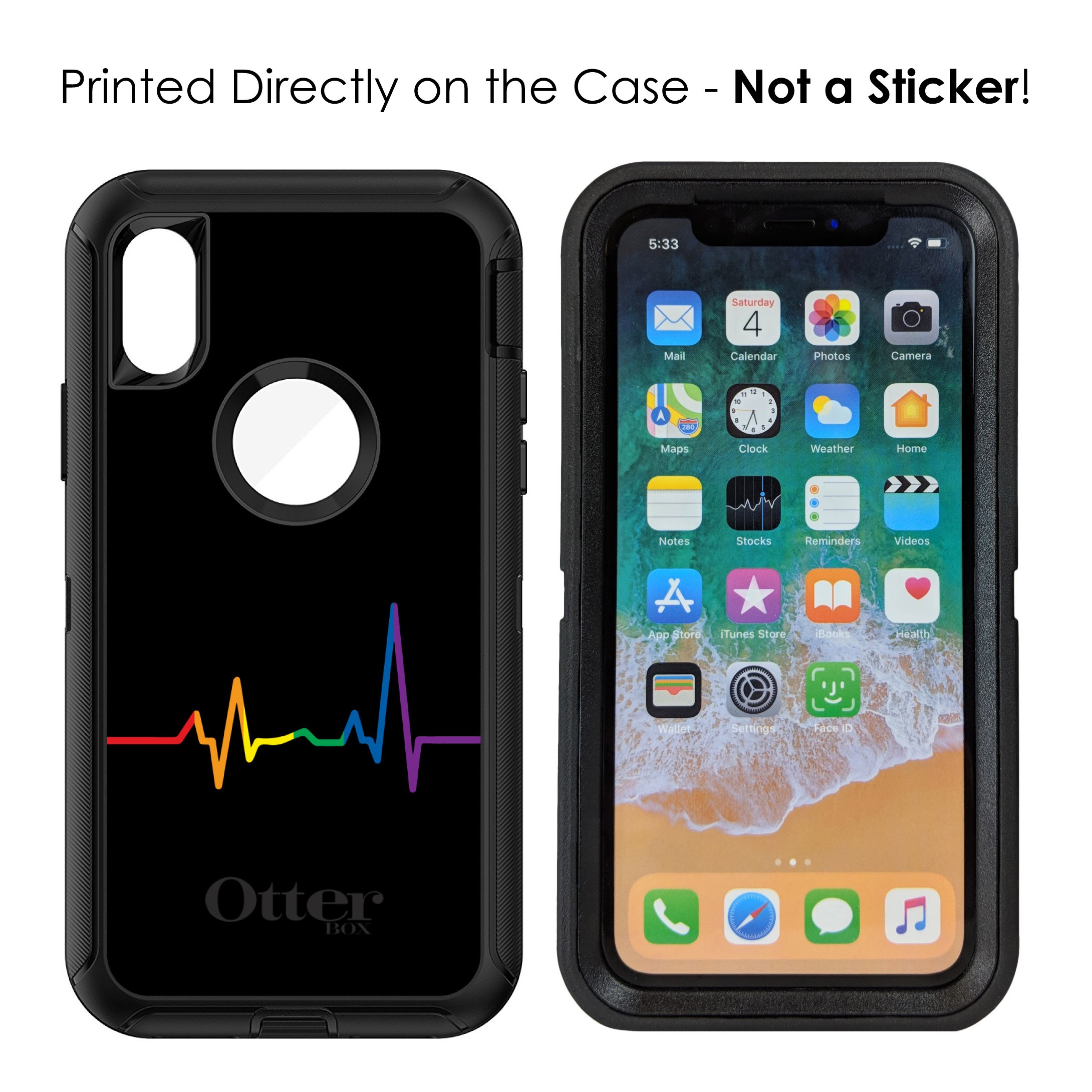 Rainbow Pulse Heartbeat iPhone XR Case (6.1 Inch) - LGBTQ Support Protective Cover - Durable Replacement for OtterBox Defender - Perfect for Pride Events, Daily Use & Showing Your Support