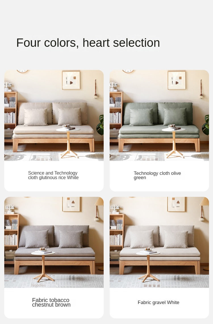 Oak Solid Wood Sofa Bed - Convertible Sleeper Sofa for Small Spaces | Perfect for Apartments, Guest Rooms & Home Offices