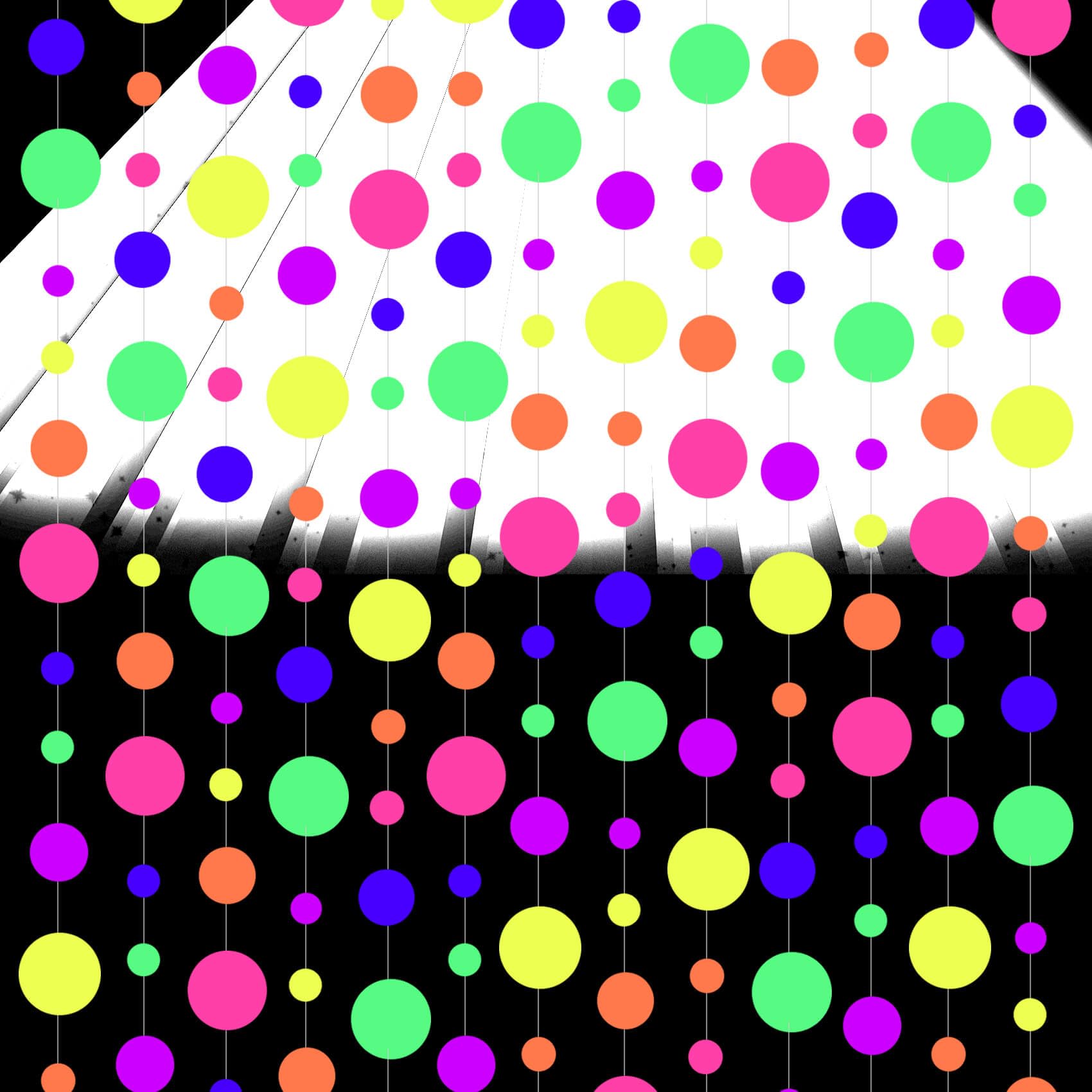 108ft UV Round Dot Neon Paper Streamers - Glow in The Dark Party Decorations for Weddings, Birthdays & Neon Parties | UV Reactive Garland, Glow Party Favors & Neon Banners for Nighttime Celebrations & Club Events