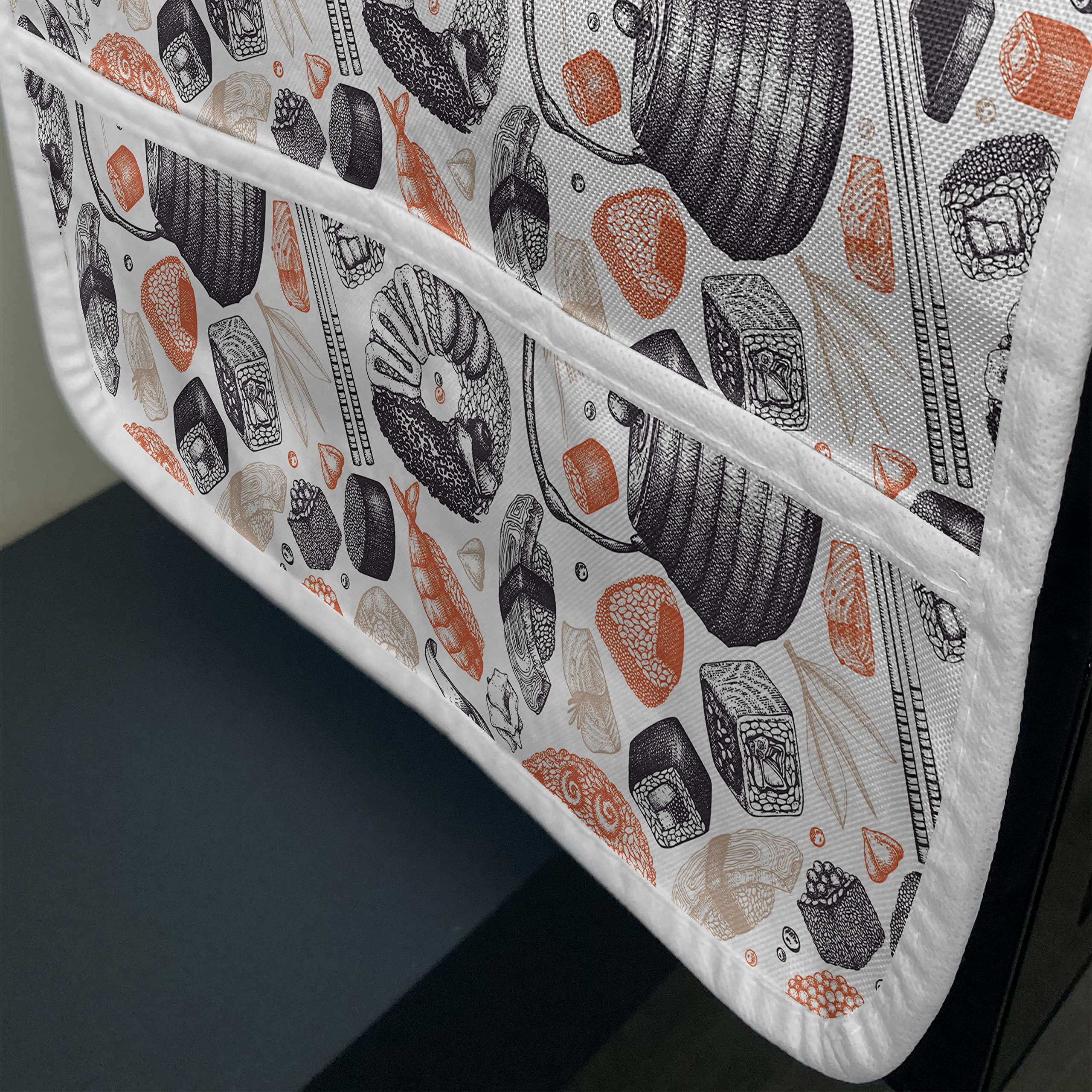 Ambesonne Sushi Microwave Cover - Waterproof Kitchen Organizer with Pockets, 36