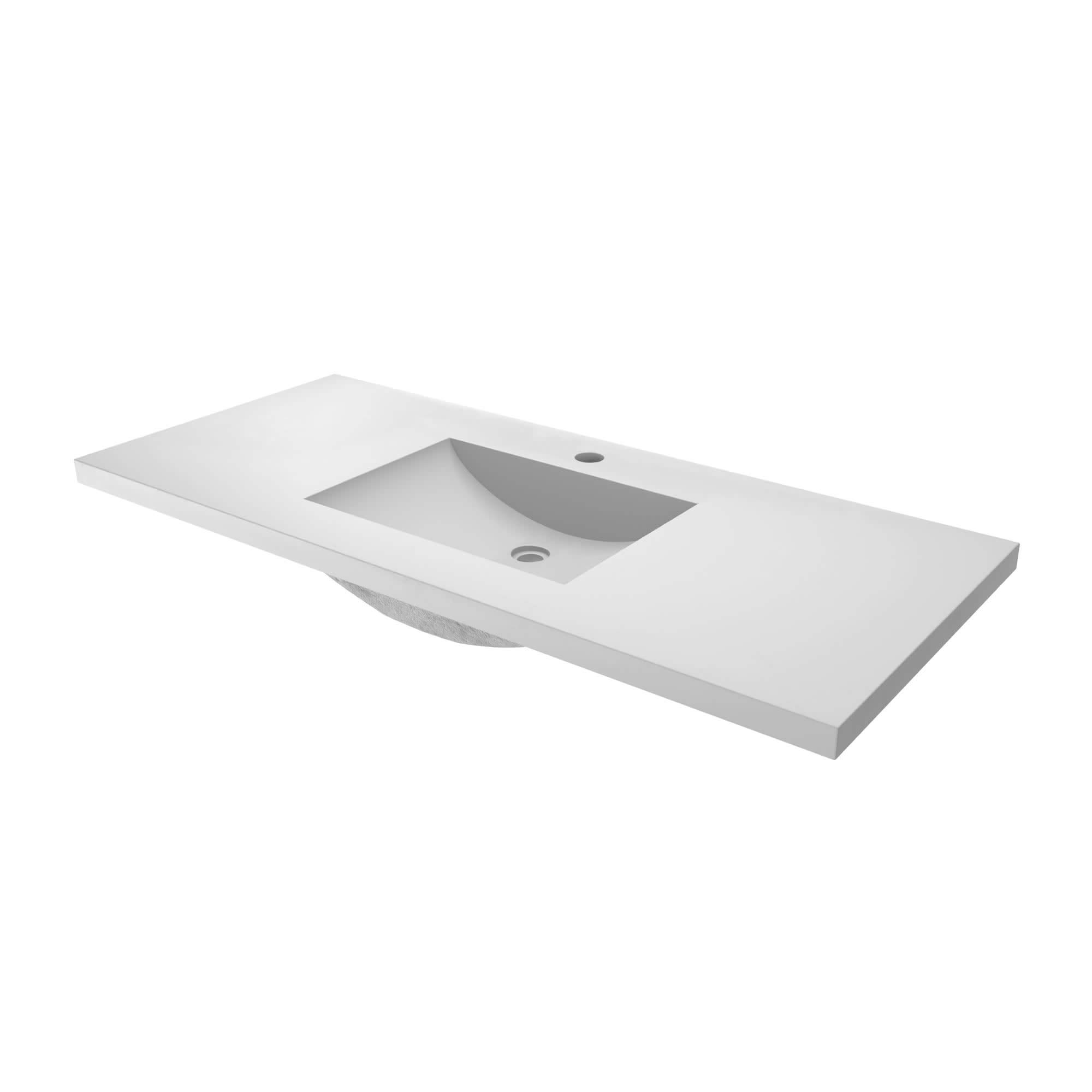 Palomar White Pearl Vanity Top with Integrated Bathroom Sink - Single Faucet Hole Design for Modern Bathroom Remodel | Perfect for Master Bath, Guest Bath & Powder Room Upgrades