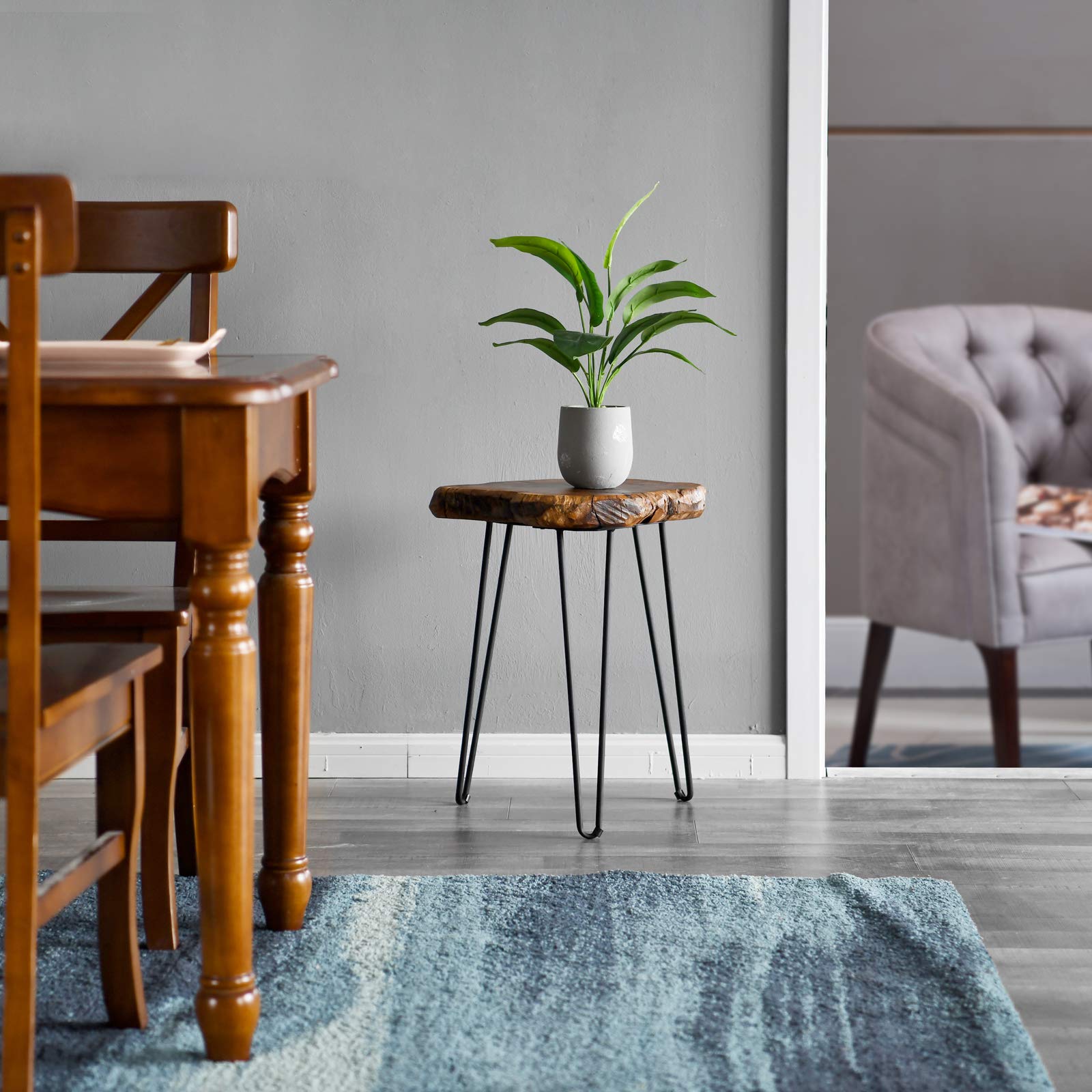 WELLAND Rustic Jujube Wood End Table, Side Table, Coffee Table - Unique Jujube Plus Design for Living Room, Bedroom & Patio Furniture Decor