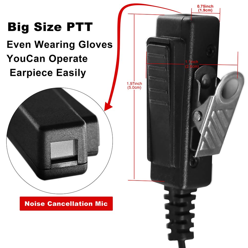JUYODE Acoustic Tube Walkie Talkie Earpiece - Compatible with Ailunce HD1, Retevis RT29 RT48 RT47 RT47V RT82 RT83 RT87 RB23 RB46 NR30, TYT2017, Motorola GP328PLUS EX500 M6 - Secure & Clear Communication for Security, Construction & Event Staff