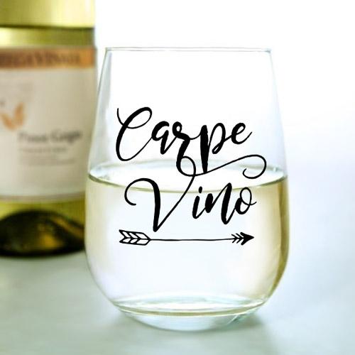 Carpe Vino Stemless Wine Glass Set - 17oz Large Capacity Unbreakable Shatterproof Wine Tumblers for Red & White Wine - Perfect for Indoor/Outdoor Use, Parties, Picnics & Gifts