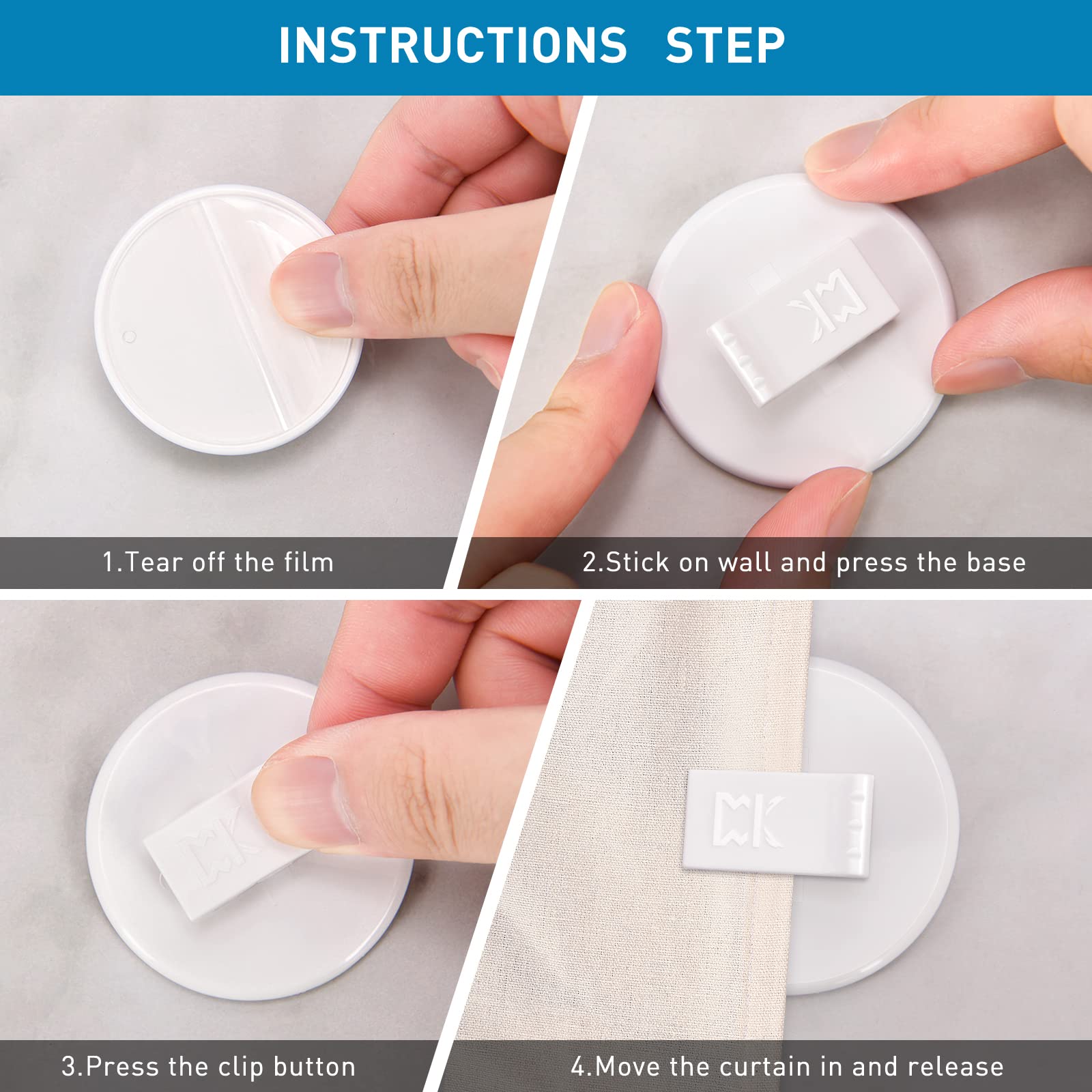 Kitosun Waterproof Shower Curtain Clips - 8PCS White Bathroom Shower Liner Clips to Prevent Water Splash, Block Wind & Ensure Privacy - Ideal for Bathtub, RV & Home Shower Use