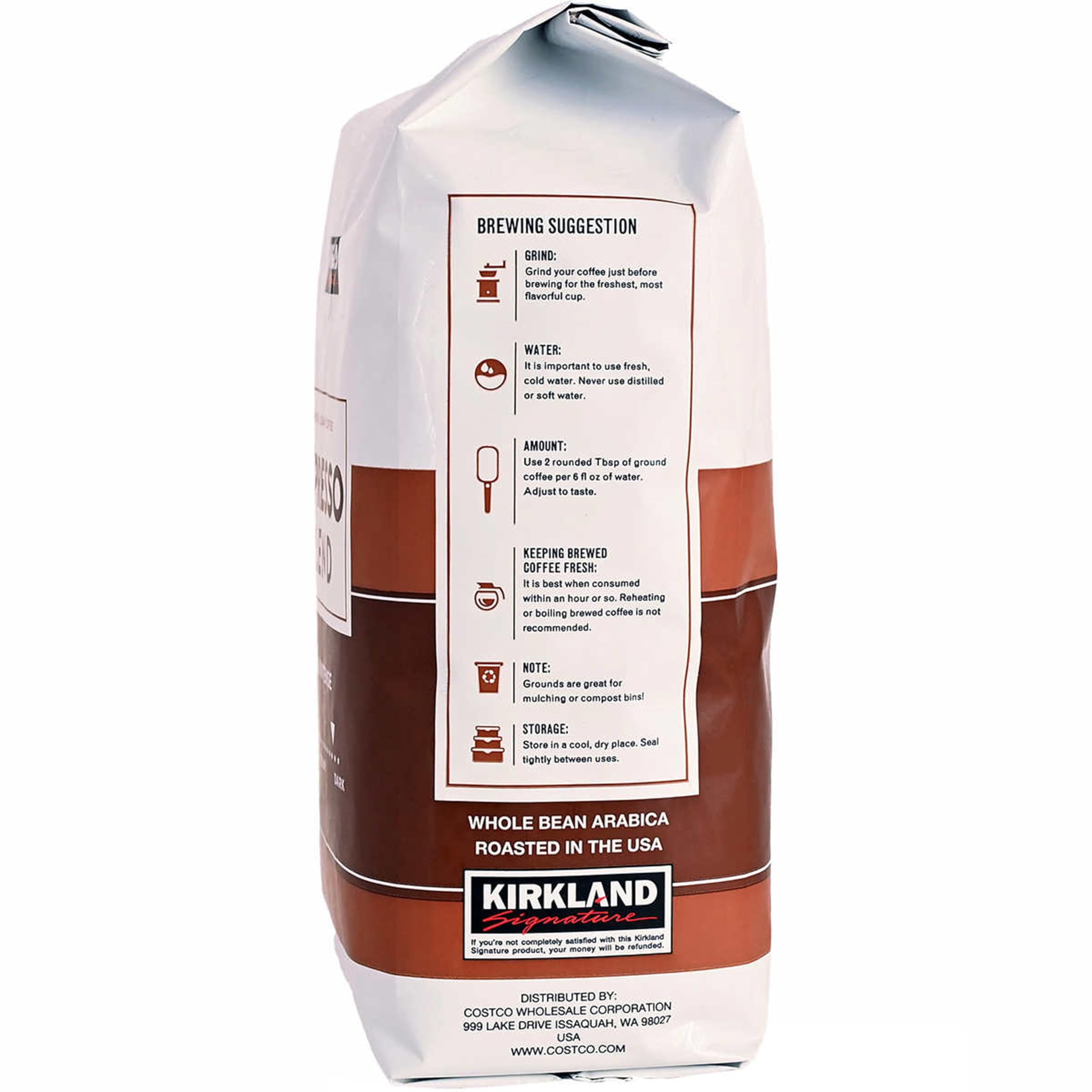 Kirkland Signature Espresso Blend Dark Roast Whole Bean Coffee - 40oz (2.5lb) Premium Italian-Style Coffee Beans for Espresso Machines & French Press - Perfect for Home Brewing, Office Use & Gifts