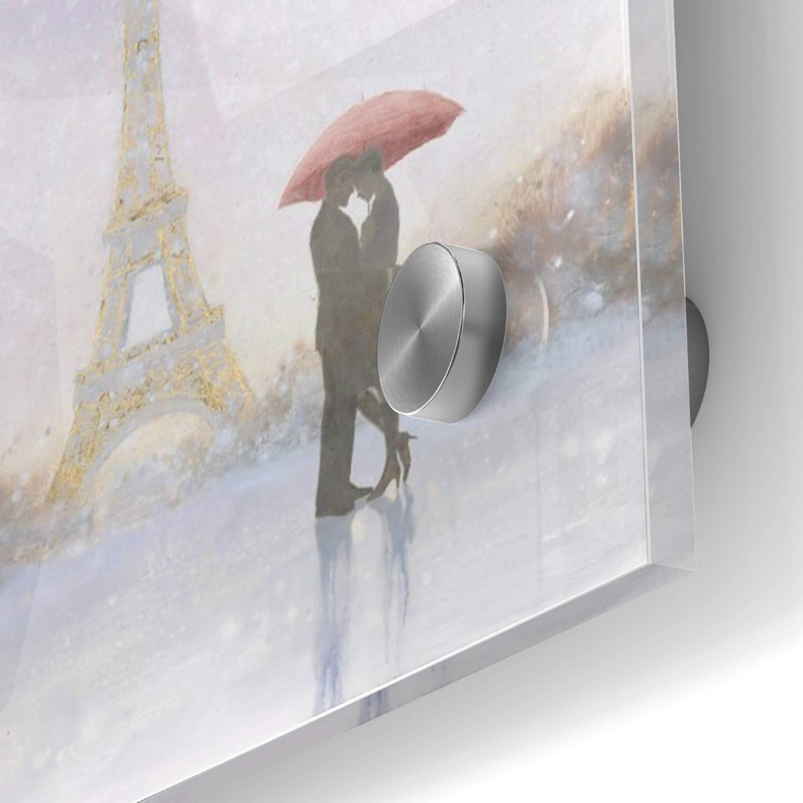 Eiffel Romance by Marco Fabiano - 24x24 Inch Acrylic Glass Wall Art Painting, Modern Parisian Home Decor for Living Room, Bedroom & Office