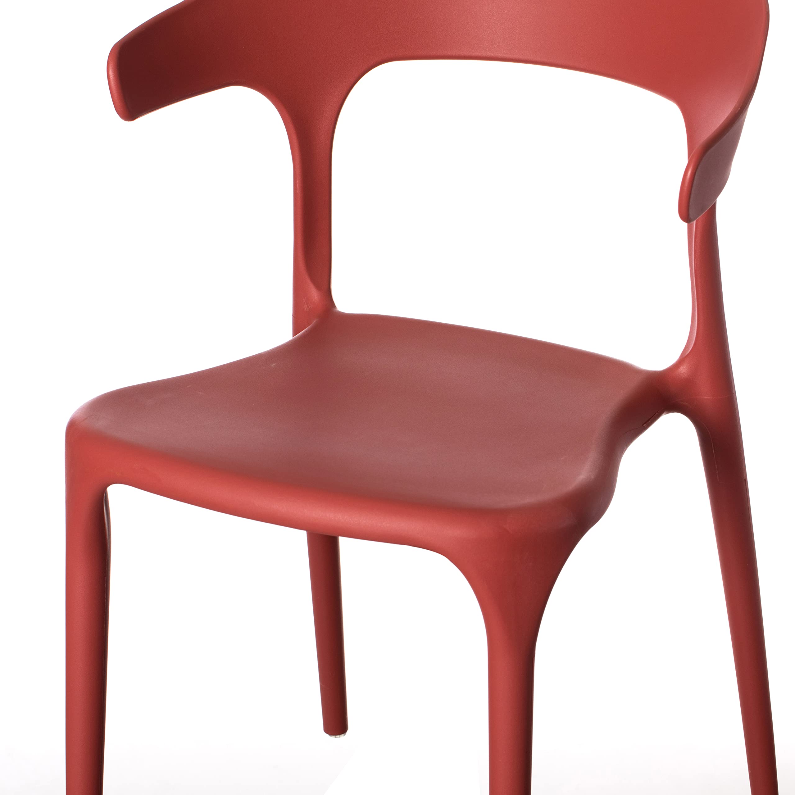 Fabulaxe 4-Piece Red Plastic Outdoor Dining Chairs Set - Modern U-Shaped Back Design for Patio, Garden, Poolside & Backyard Relaxation