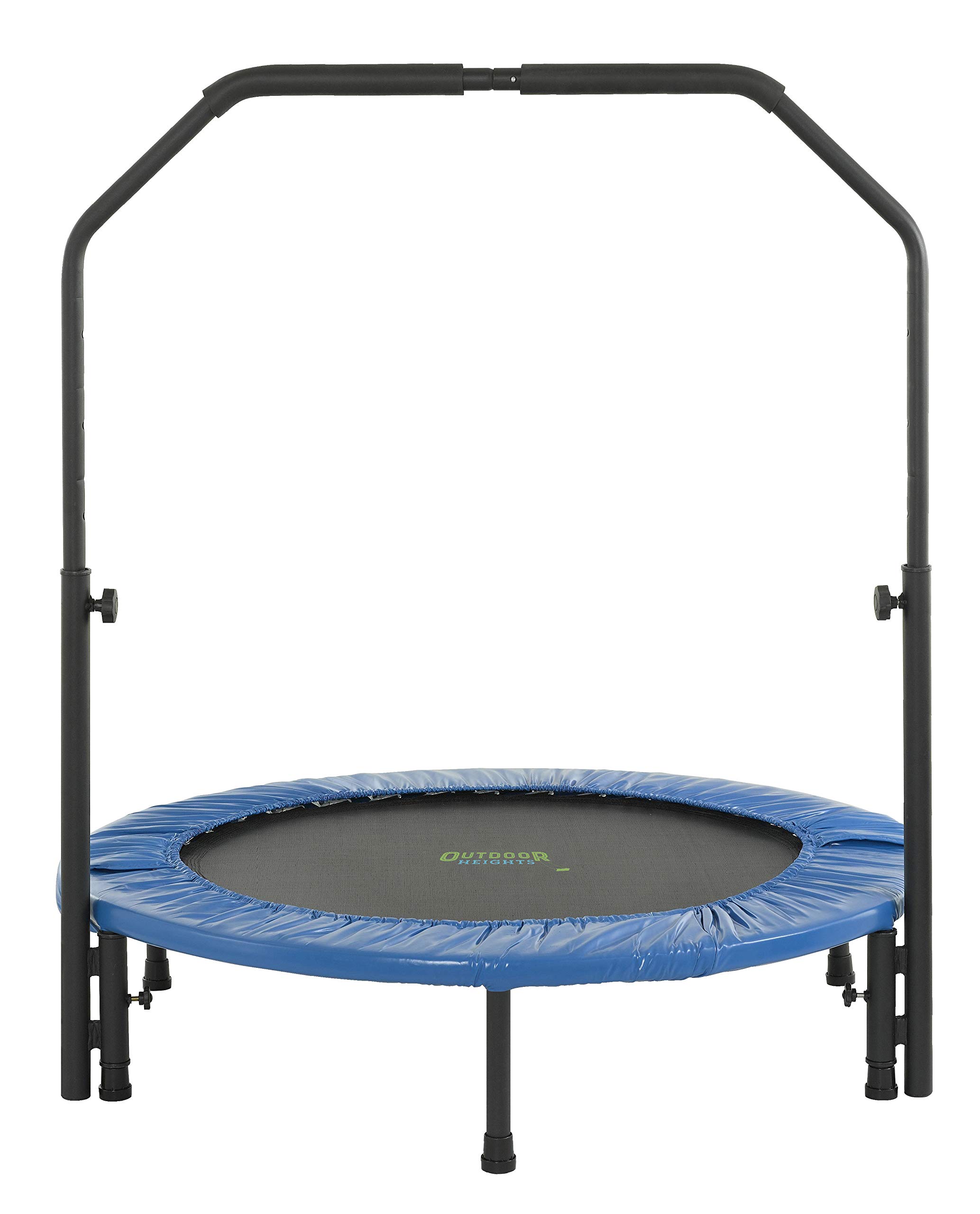 Outdoor Heights Mini Trampoline for Adults & Kids - Foldable Fitness Rebounder with Handle & Pre-Attached Springs - Perfect for Indoor/Outdoor Exercise, Home Gym & Backyard Workouts