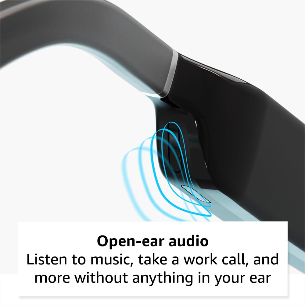 Amazon Echo Frames (2nd Gen) - Smart Glasses with Alexa Built-in, Square Frame Blue Light Blocking Glasses for Work, Driving & Digital Eye Strain Relief