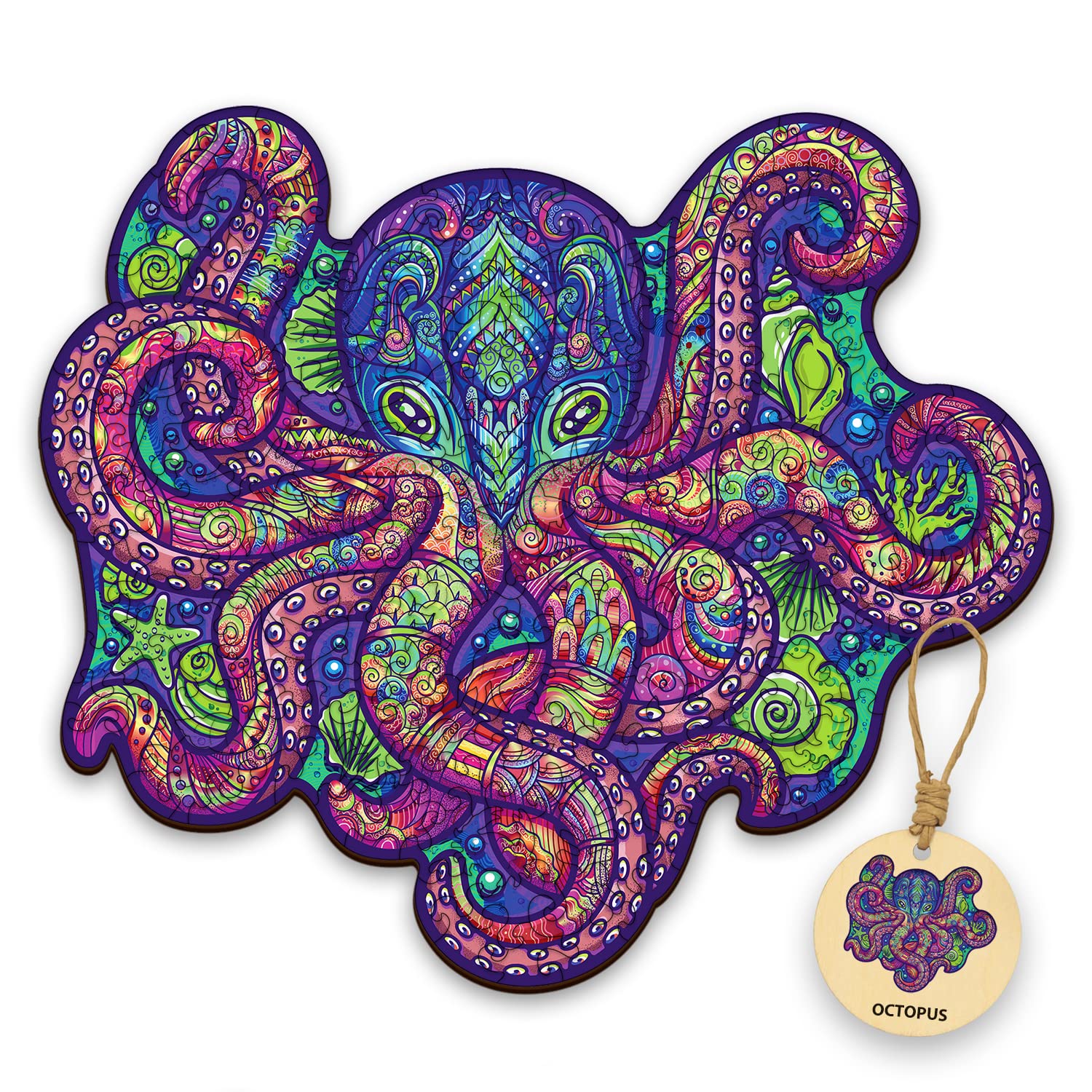 DEPLEE 330-Piece Octopus Wooden Jigsaw Puzzle for Adults - Unique Animal Shaped Puzzle with Creative Challenge - 15.59 x 15 Inches (39.6x38cm) - Perfect for Family Game Night, Stress Relief & Home Decor