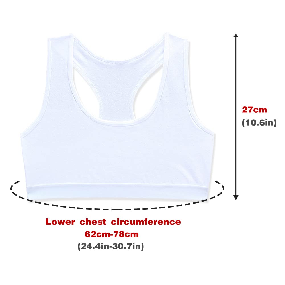 Girl's Seamless Cotton Sports Bra 8-Pack - Soft, Breathable Training Bras for Girls 9-14 Years - Perfect for Gym, Yoga & Everyday Wear