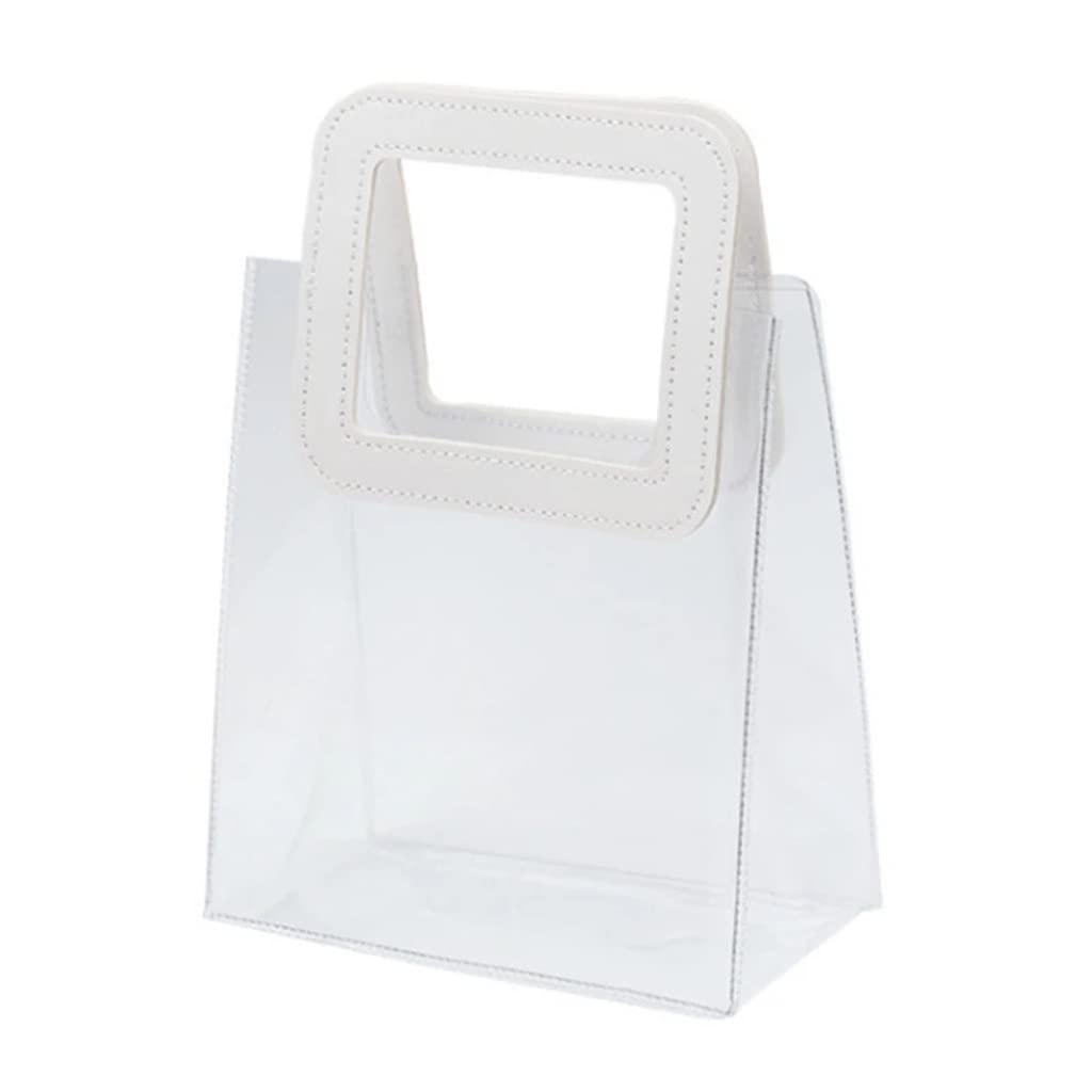 Clear PVC Tote Bags with Handles - Waterproof Transparent Shopping Bags for Wedding, Party & Gift Packaging (13x15x7cm) - Perfect for Retail, Events & Travel Essentials