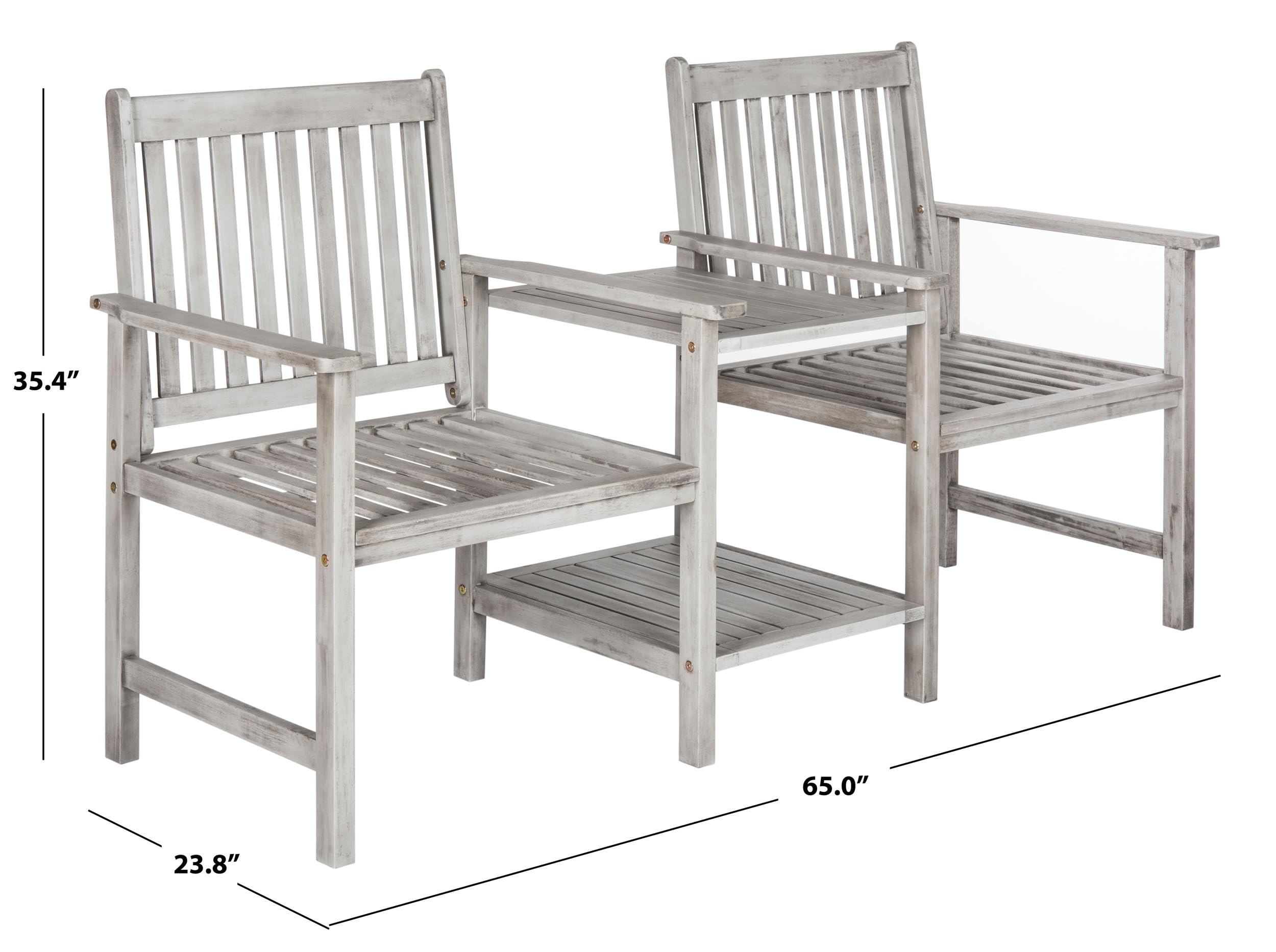SAFAVIEH Outdoor Collection Brea Teak Brown Seat Bench - Weather-Resistant Patio Furniture for Garden, Porch & Deck Seating