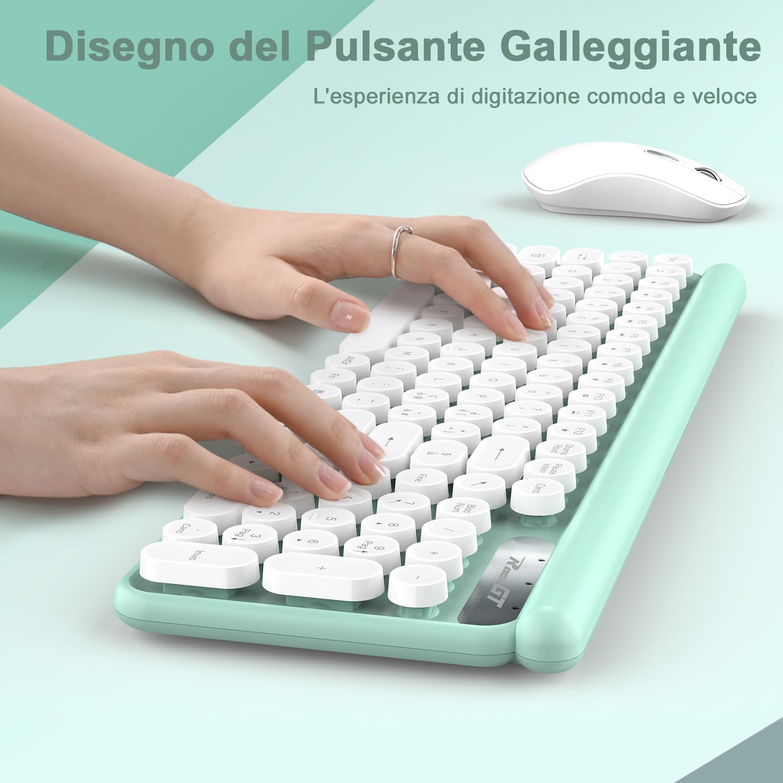 RaceGT Wireless Keyboard and Mouse Combo, Silent Wireless Mouse with Numeric Keypad, Italian QWERTY Layout, 2.4GHz USB Receiver, Includes Phone Stand - Perfect for Home Office, Gaming, and Remote Work