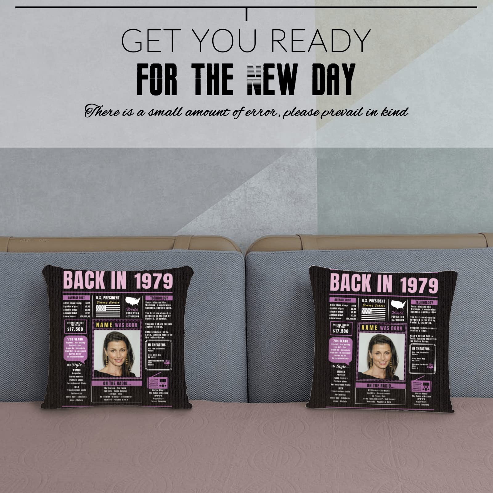 45th Birthday Gifts for Women & Men - Purple Custom Throw Pillow with 1979 Design, Super Soft Sofa Cushion for 45 Year Old Birthday Decorations - Perfect for Couches, Living Room Decor & Birthday Party Gifts