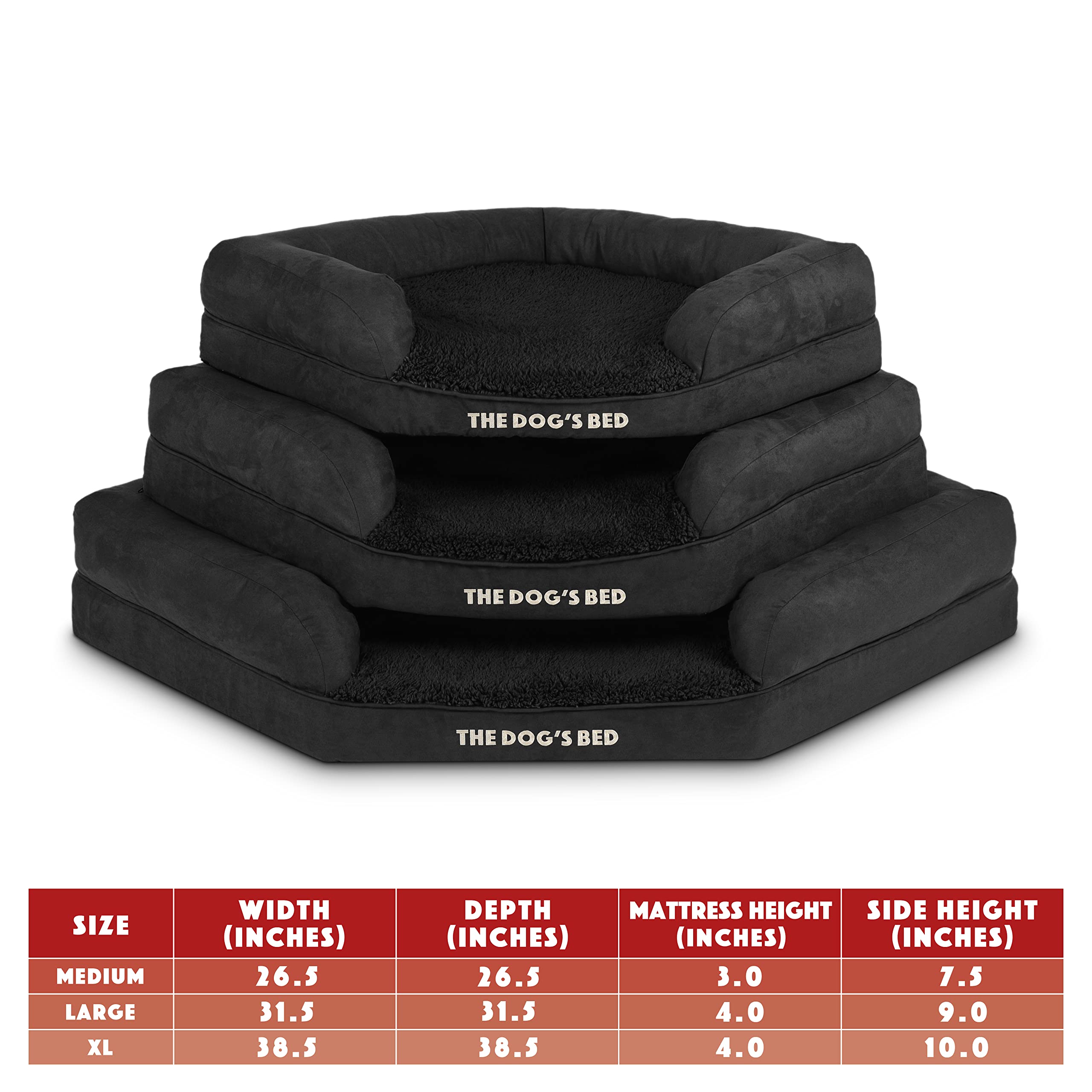 Orthopedic Dog Bed Replacement Cover - Washable Plush Fabric for Large Dog Beds, Black Soft Outer Cover - Perfect for Pet Sofas, Corner Beds & Orthopedic Support (Great for Living Room, Bedroom or Kennel Use)
