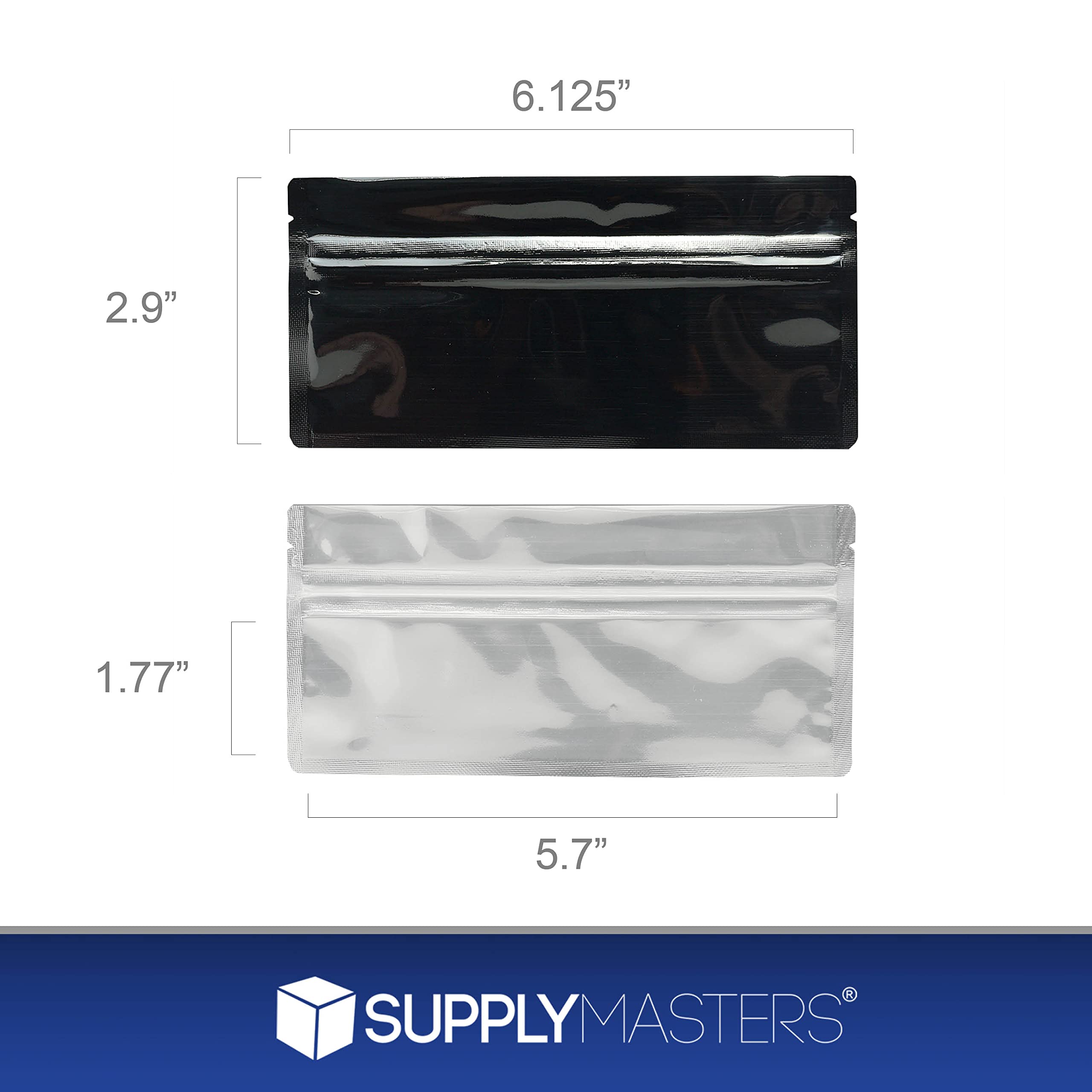 Premium Black Mylar Resealable Pre-Roll Bags with Clear Window - 5.5