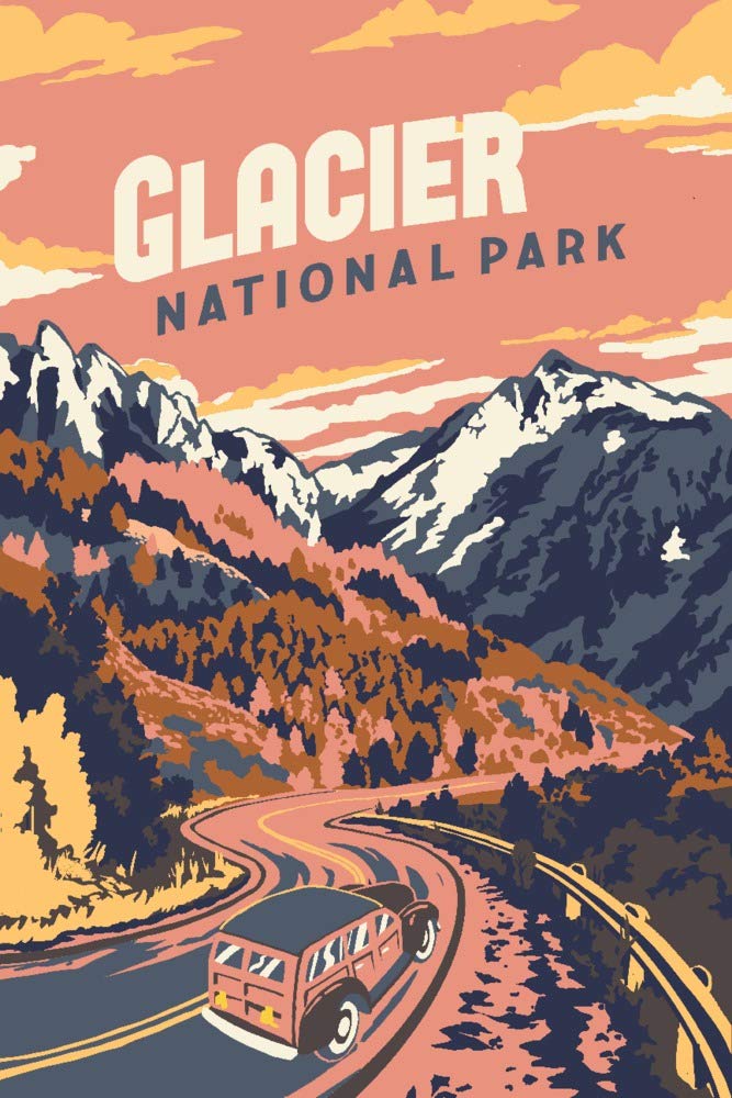 Glacier National Park Montana Explorer Series 110288 - 24x36 Signed Art Print Wall Decor Poster - Perfect for Living Room, Office & Home Decor