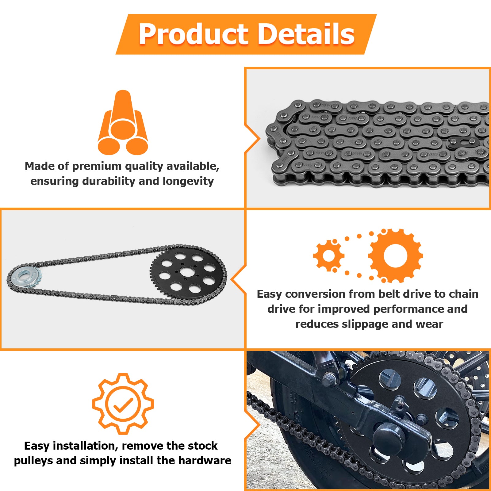2006-2017 Harley Davidson Dyna Twin CAM Steel Chain Drive Conversion Kit - High Performance Motorcycle Upgrade for Enhanced Power Transfer - Perfect for Custom Bike Builds and Performance Modifications
