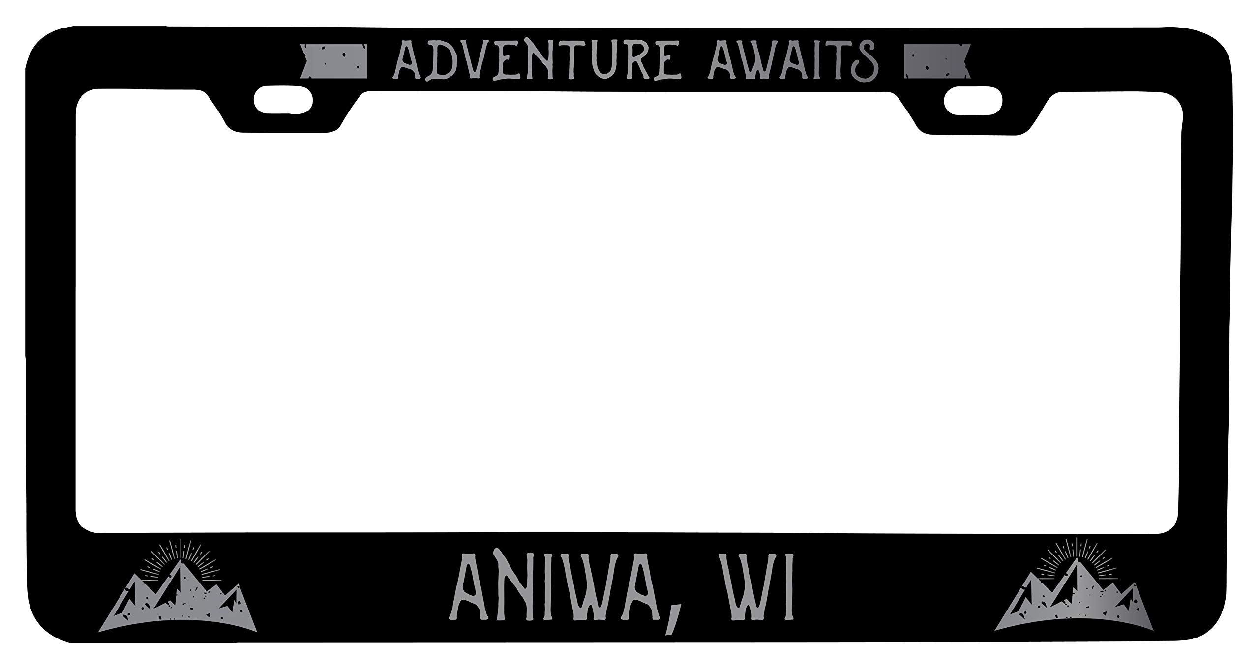 Aniwa Wisconsin Laser Etched Vanity Black Metal License Plate Frame - Rustproof Car Accessory for Trucks & SUVs - Perfect for Personalization & Gifts