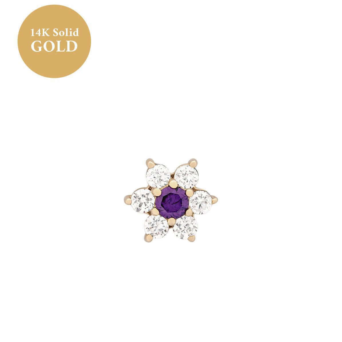 Zodiac Flower Birthstone Cartilage Piercings Stud Earrings | HSEK2311 | Perfect for Daily Wear, Gift Giving & Zodiac-Themed Jewelry Collections