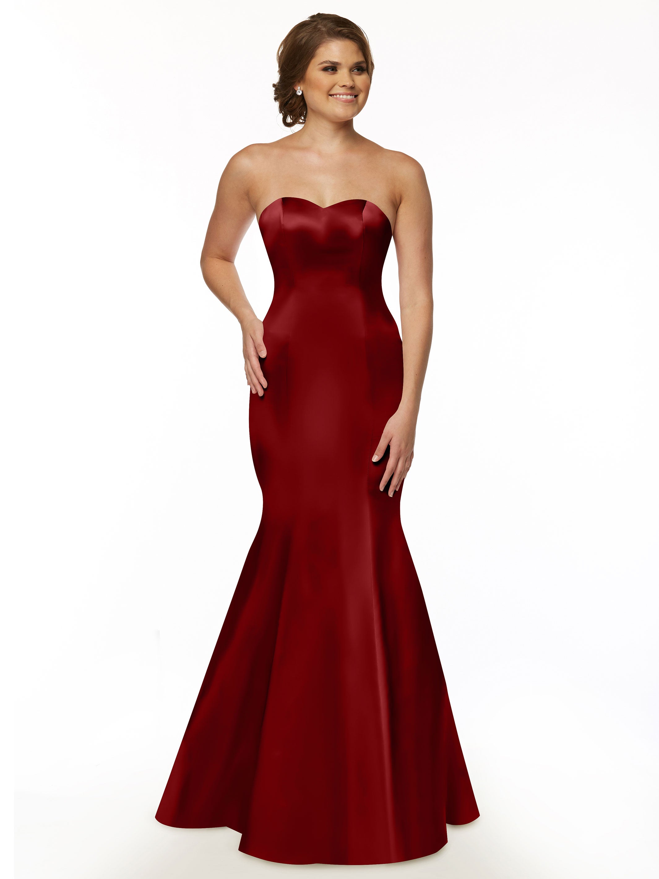 Strapless Satin Fit and Flare Bridesmaid Dress with Sweetheart Neckline - Elegant Formal Gown for Weddings, Prom, and Special Occasions
