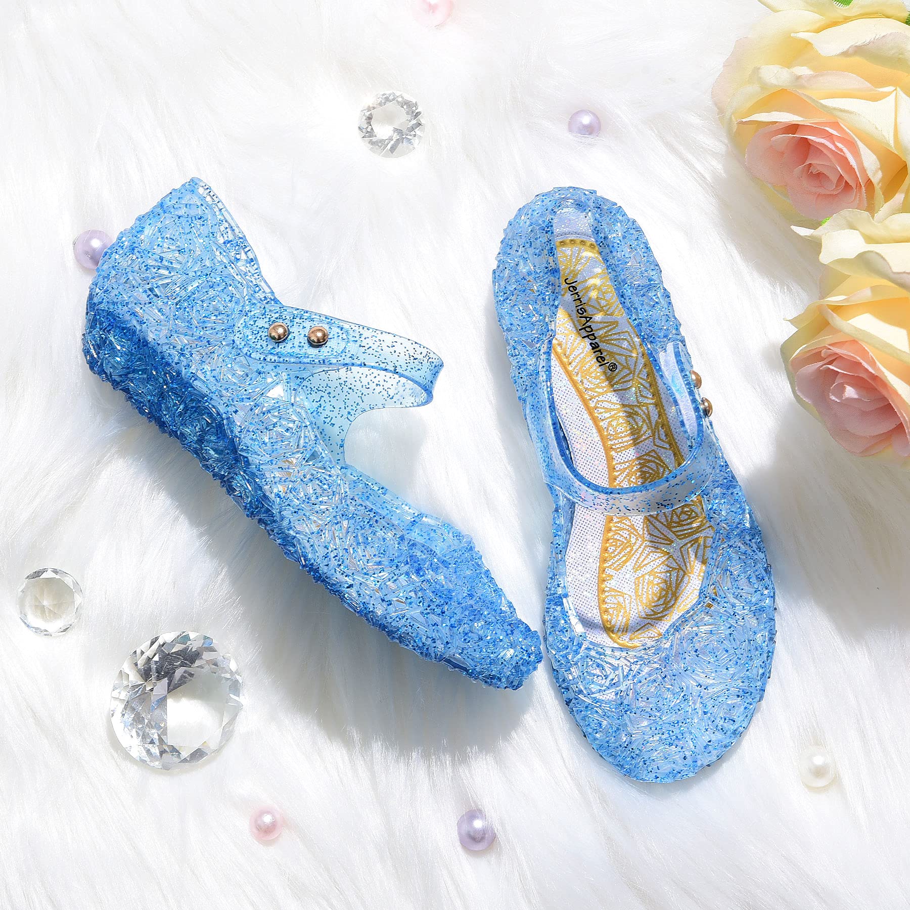 **JerrisApparel Girls Princess Sandals – Sparkly Jelly Mary Jane Shoes for Cosplay, Party & Dress-Up | Comfortable Flats for Kids, Toddlers & Little Girls**    *(Perfect for Halloween, Birthday Parties, Themed Events & Playtime!)*
