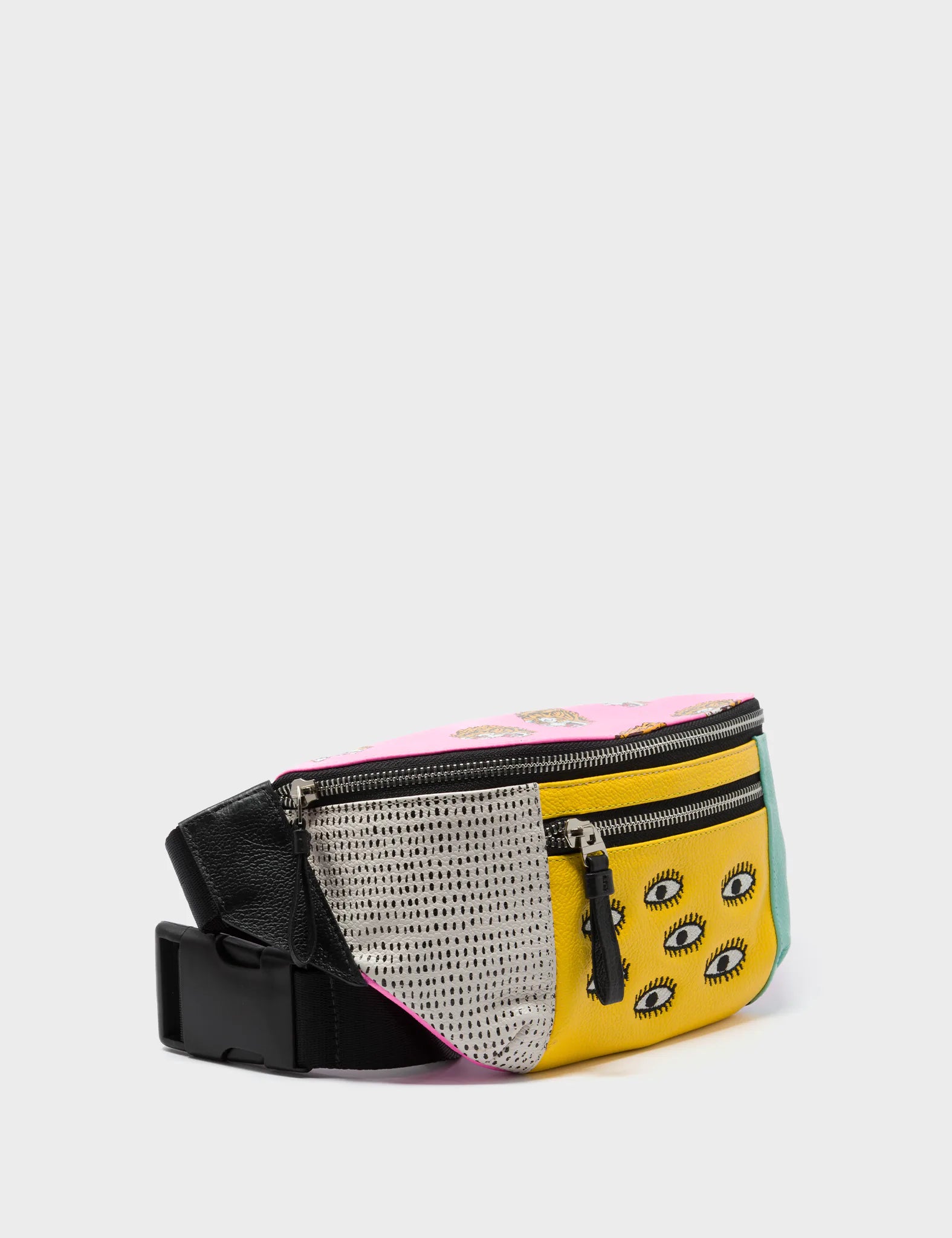 Harold Fanny Pack - Bubblegum Pink Leather with Tiger Print - Waist Bag for Women & Men - Perfect for Travel, Hiking, and Festivals